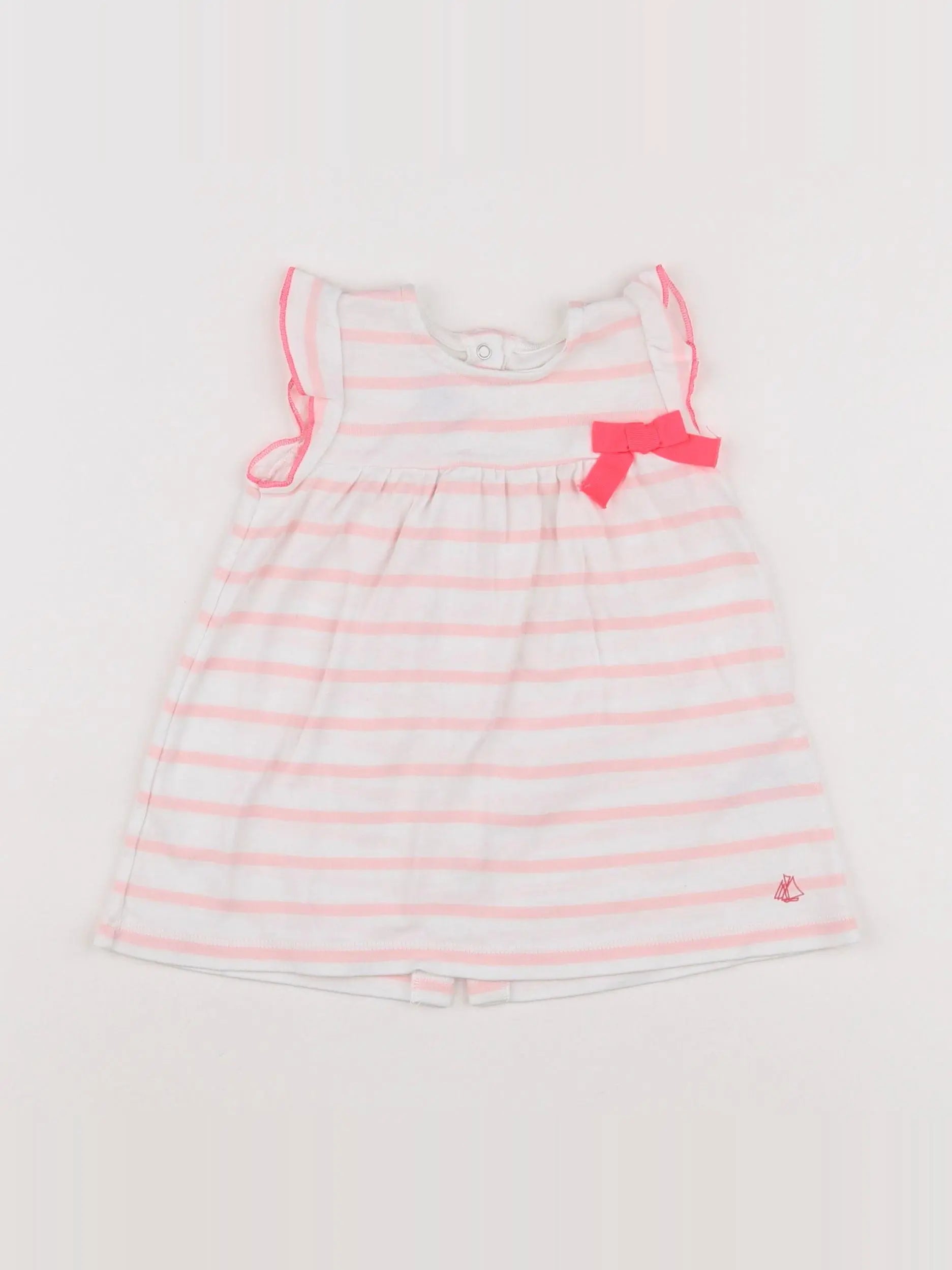 Petit Bateau - robe blanc, rose - 3 mois