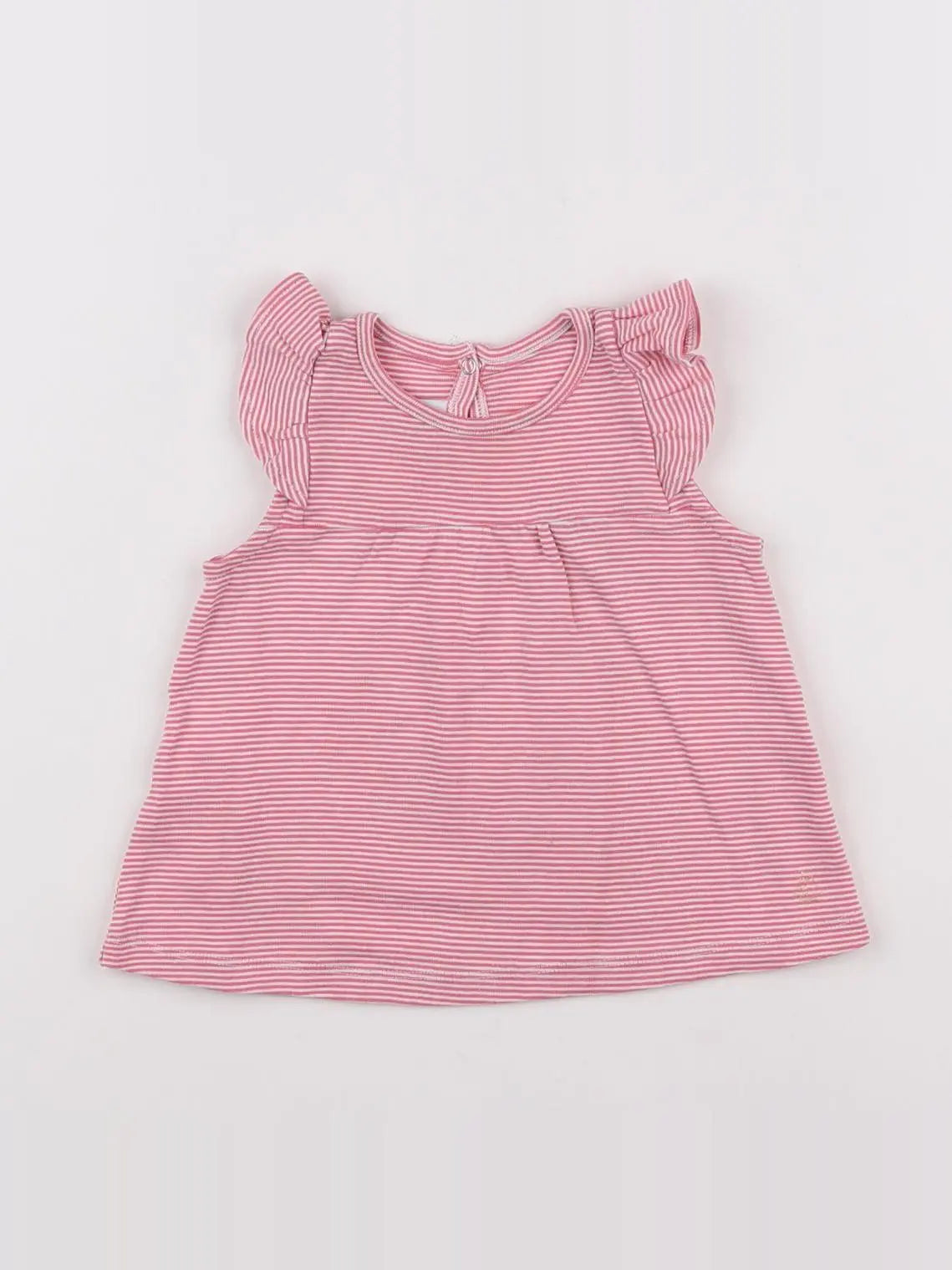 Petit Bateau - tee-shirt blanc, rose - 12 mois