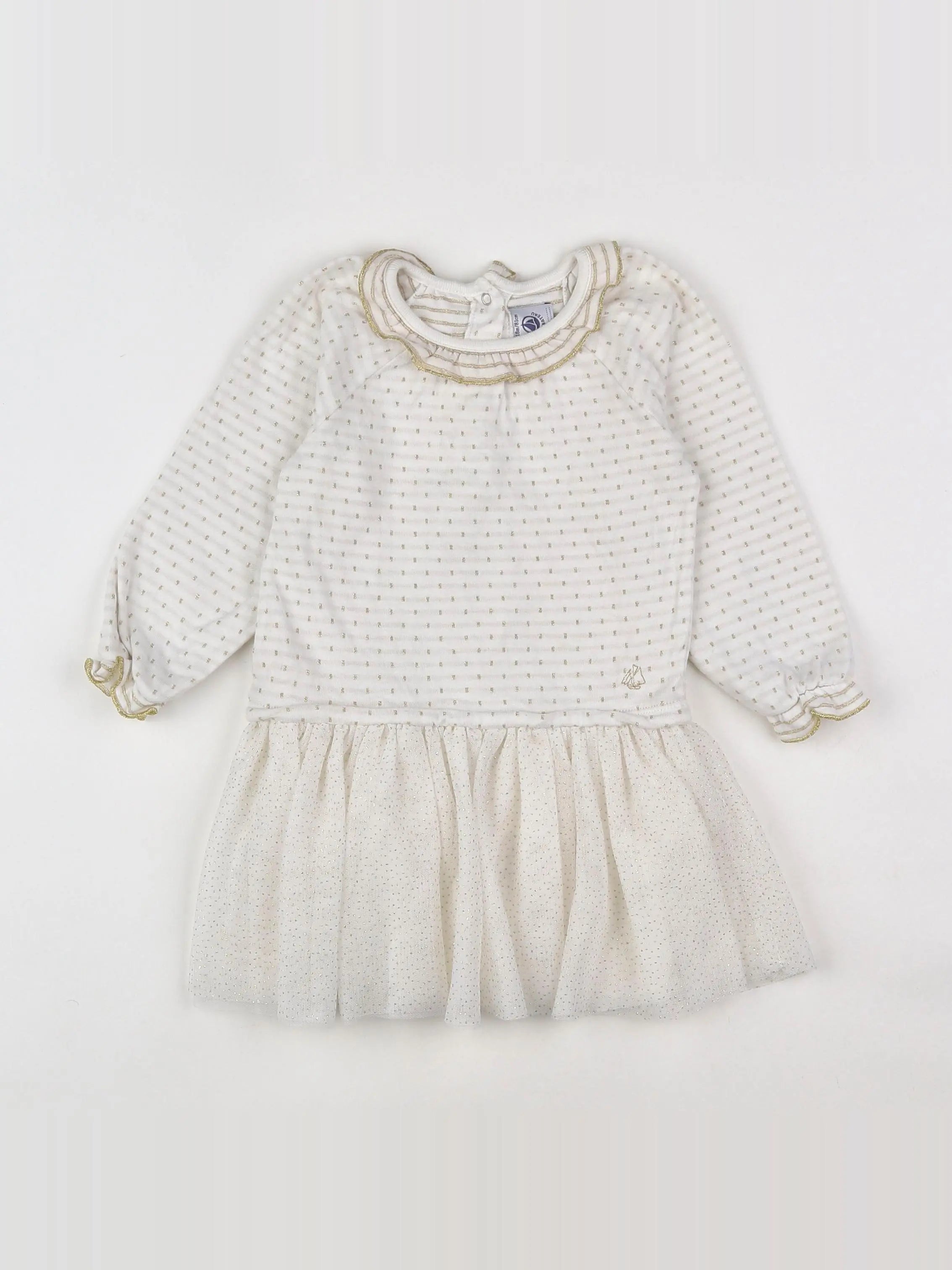 Petit Bateau - robe blanc, or - 18 mois