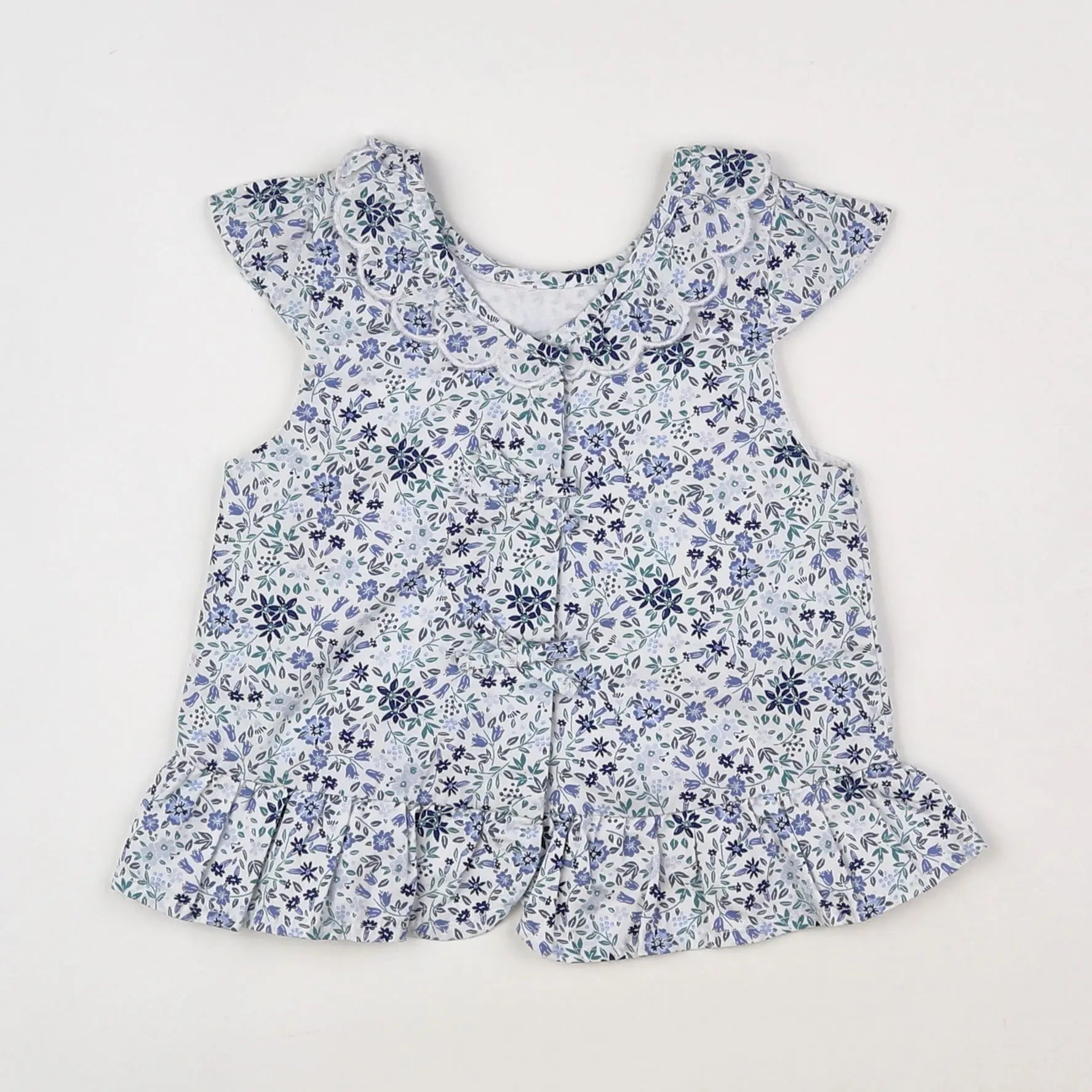 Vertbaudet - blouse blanc, bleu - 12 mois