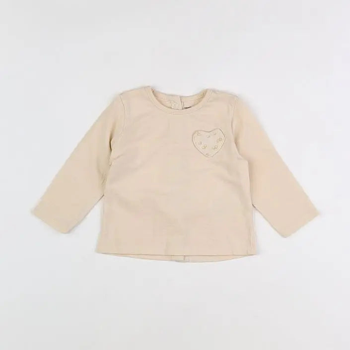 Vertbaudet - tee-shirt beige - 9 mois