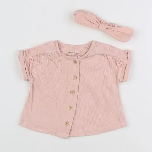 Vertbaudet - ensemble rose - 6 mois