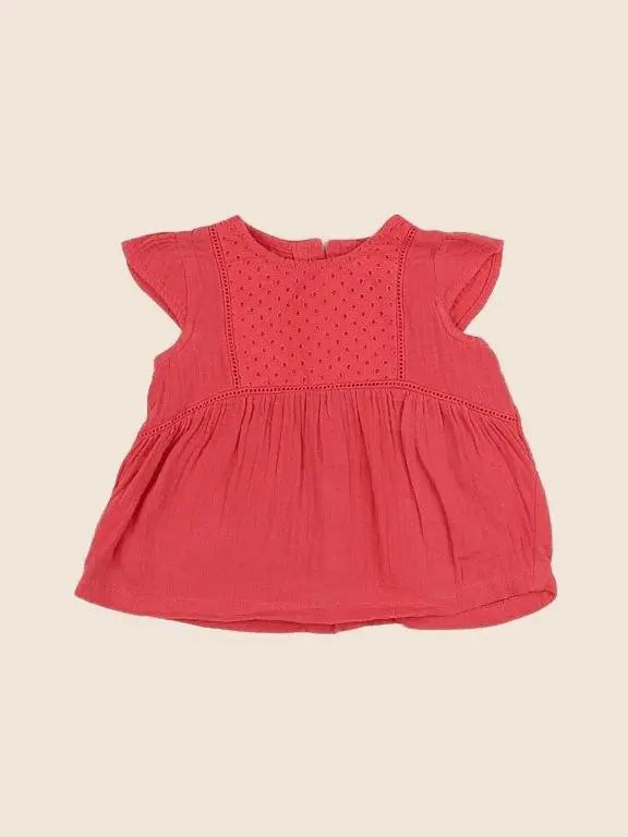 Vertbaudet - blouse rouge - 12 mois