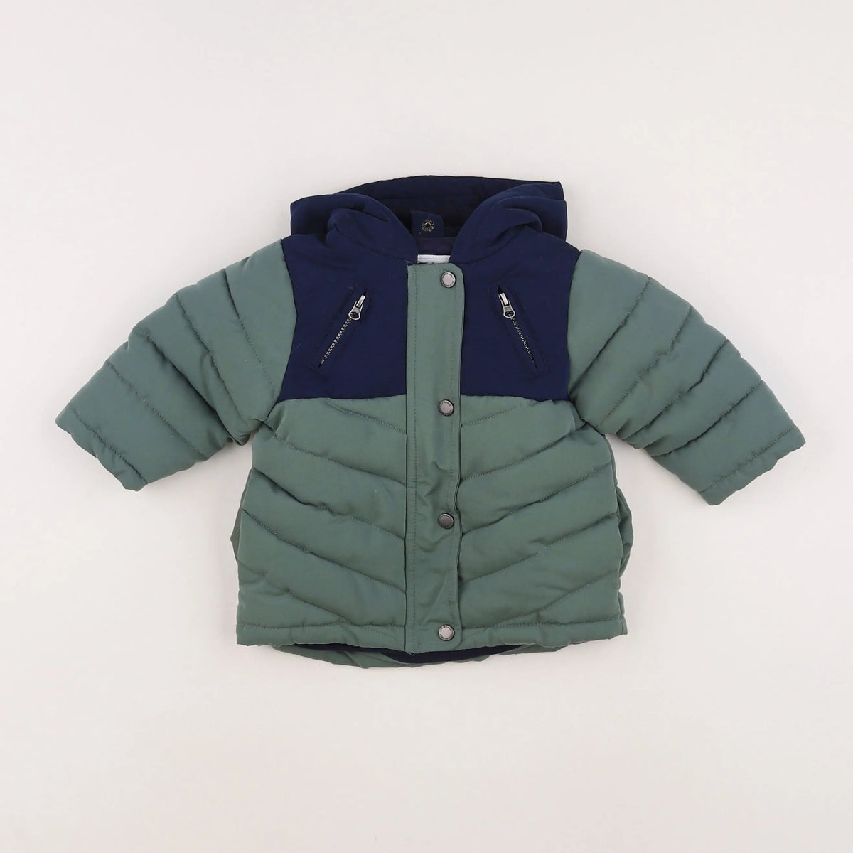 Vertbaudet - manteau doublure amovible bleu, vert - 6 mois