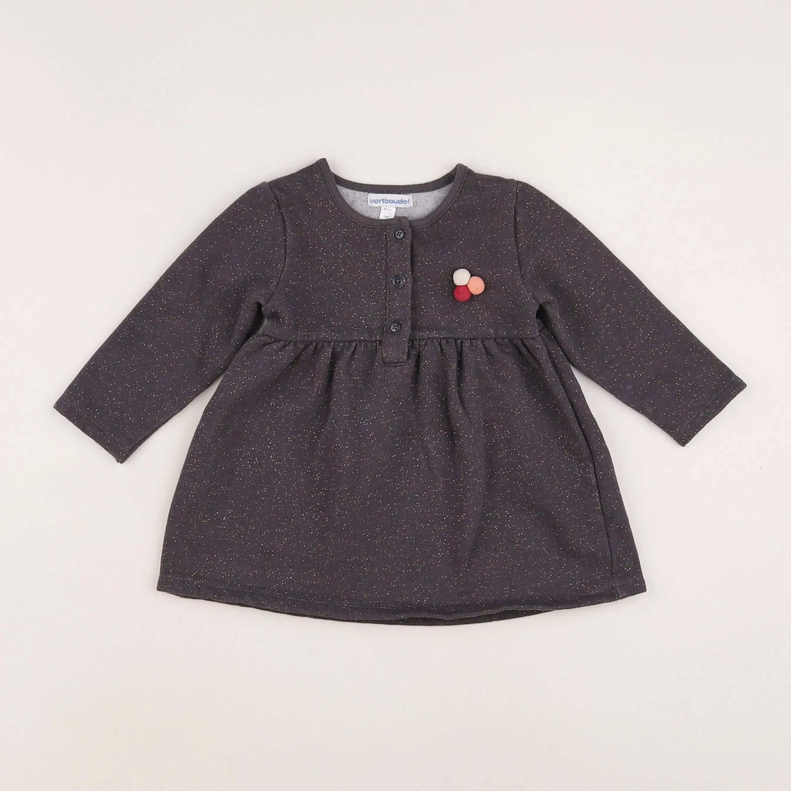 Vertbaudet - robe gris, argent - 18 mois