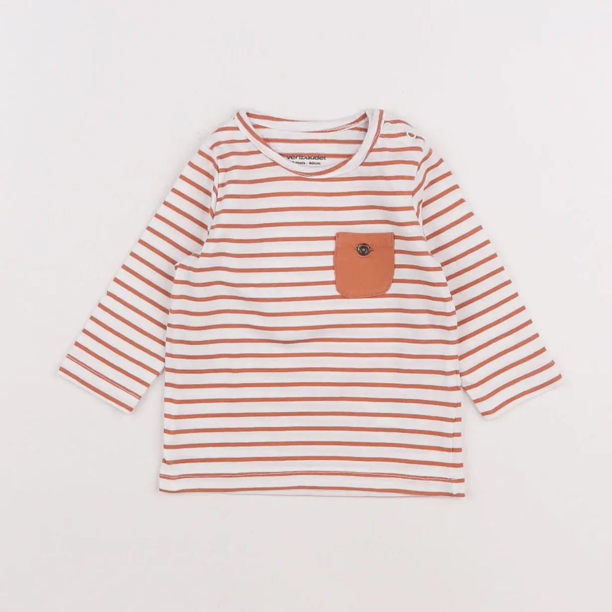 Vertbaudet - tee-shirt blanc, rose - 3 mois