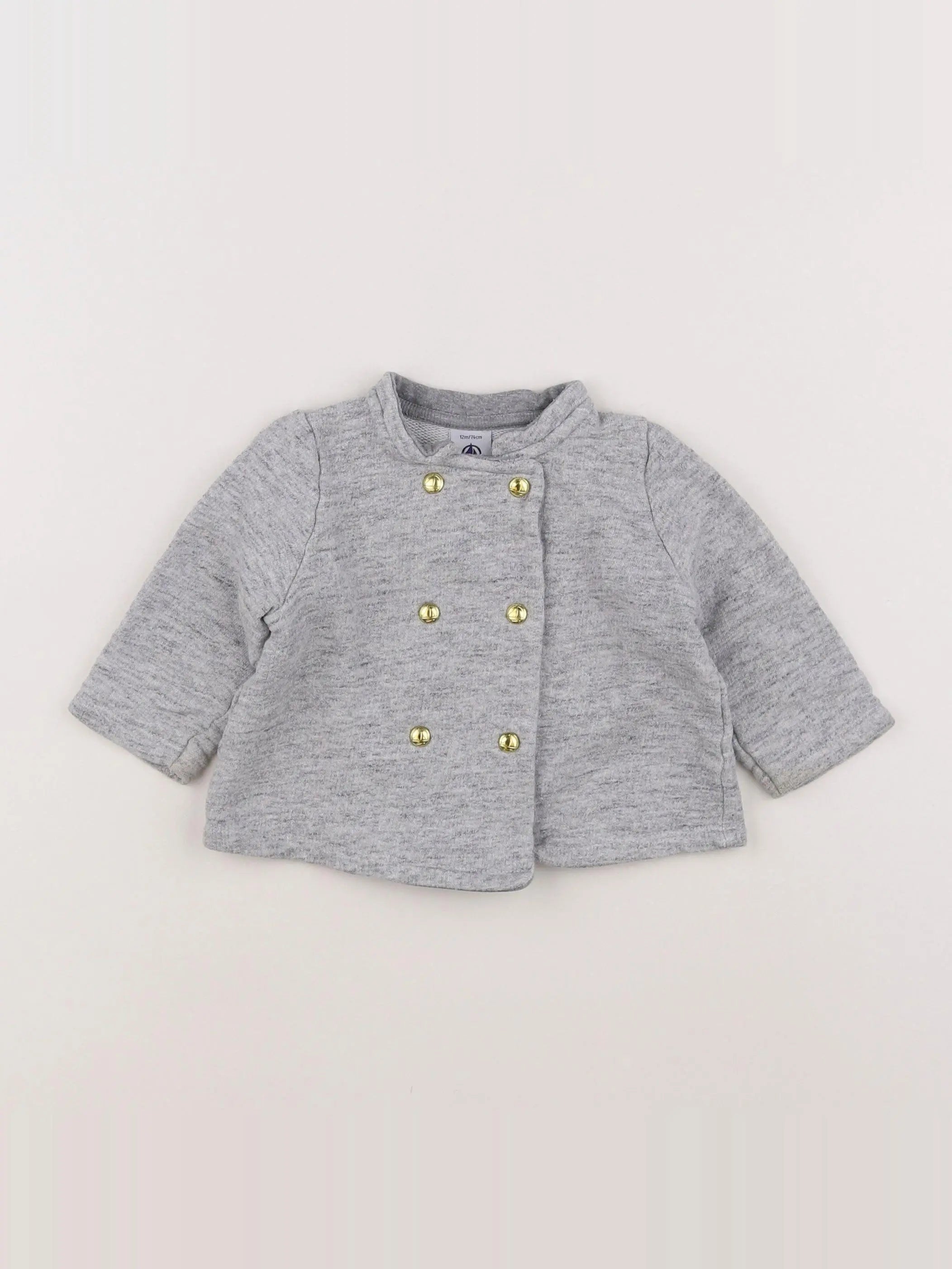 Petit Bateau - sweat gris - 12 mois