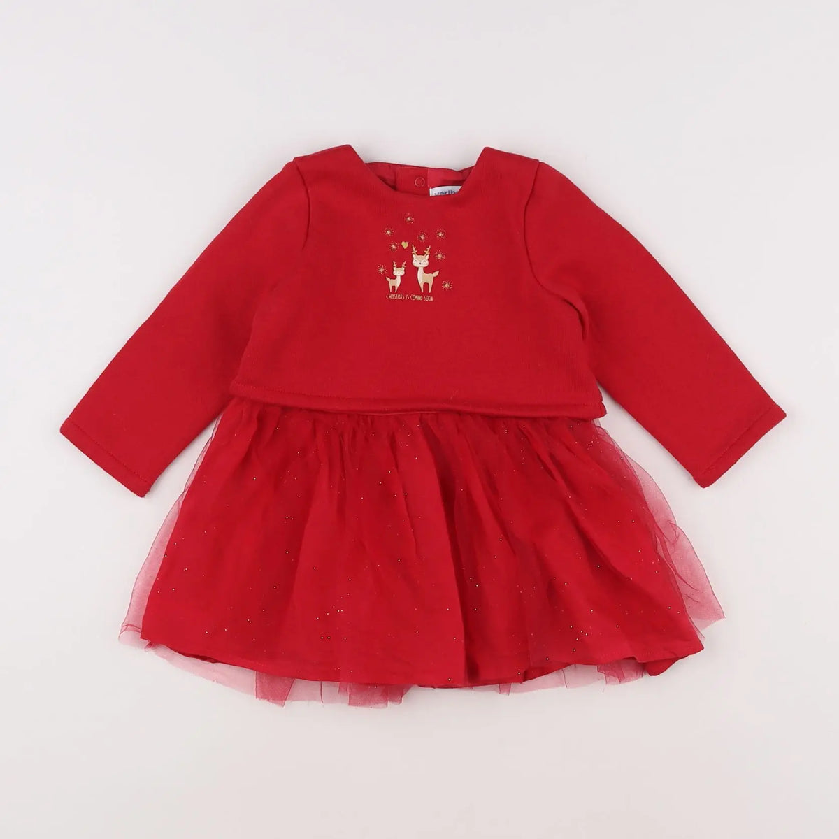 Vertbaudet - robe rouge, or - 12 mois