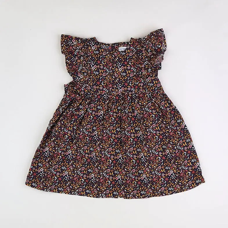 Vertbaudet - robe noir, orange - 2 ans