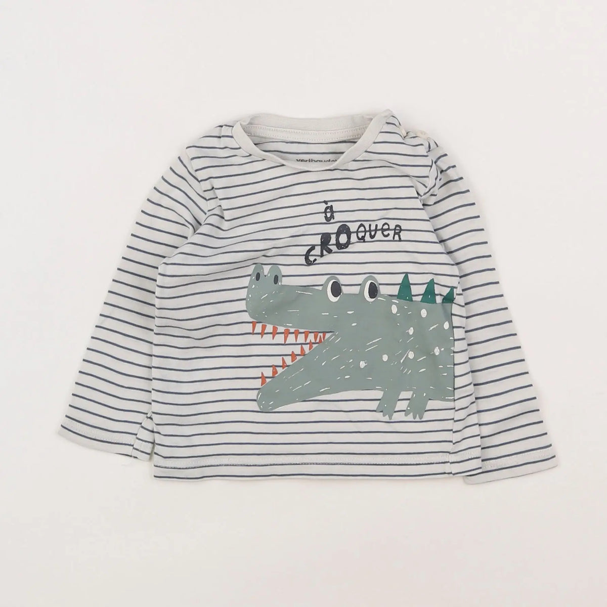 Vertbaudet - tee-shirt blanc, bleu - 6 mois