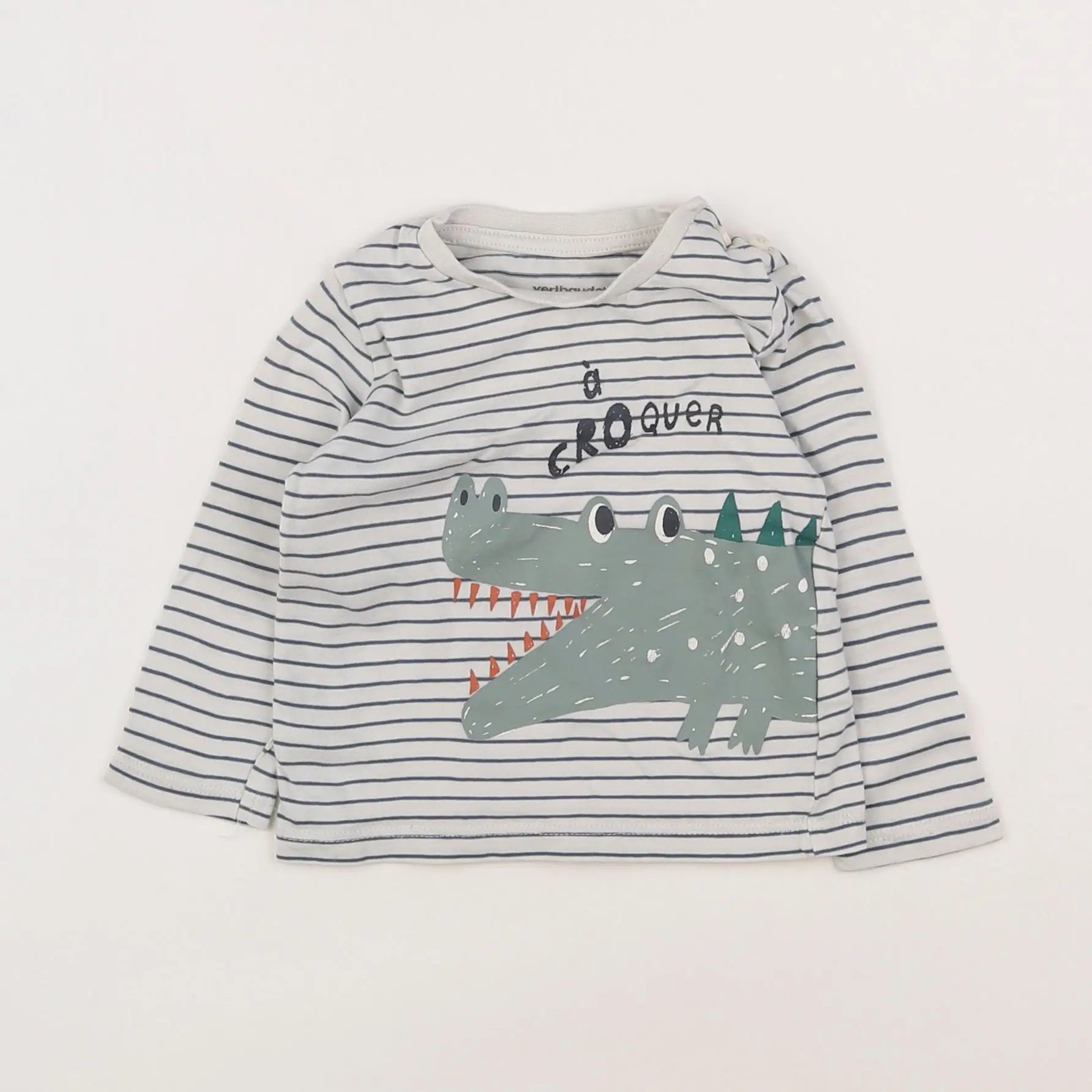 Vertbaudet - tee-shirt blanc, bleu - 6 mois