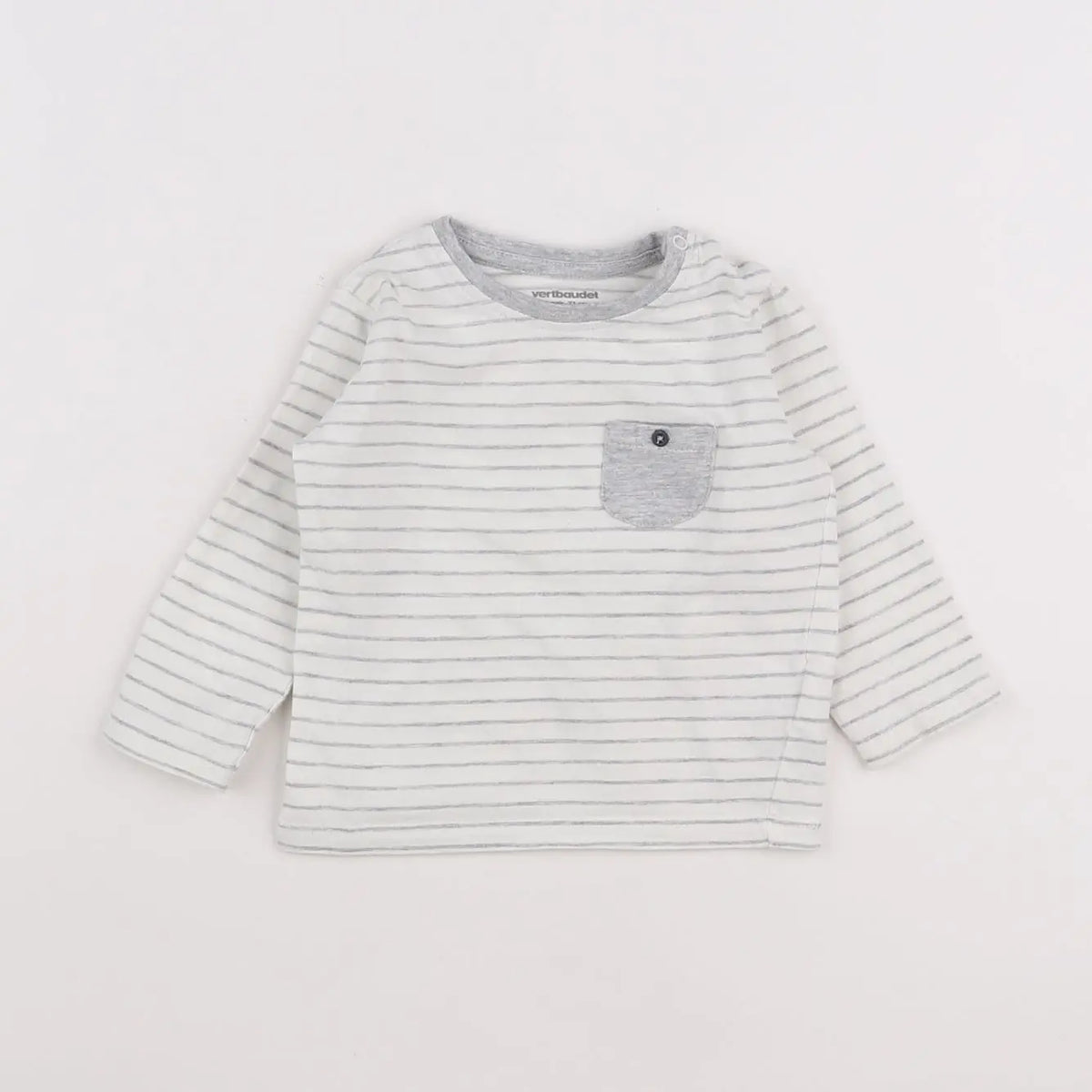Vertbaudet - tee-shirt blanc, gris - 9 mois