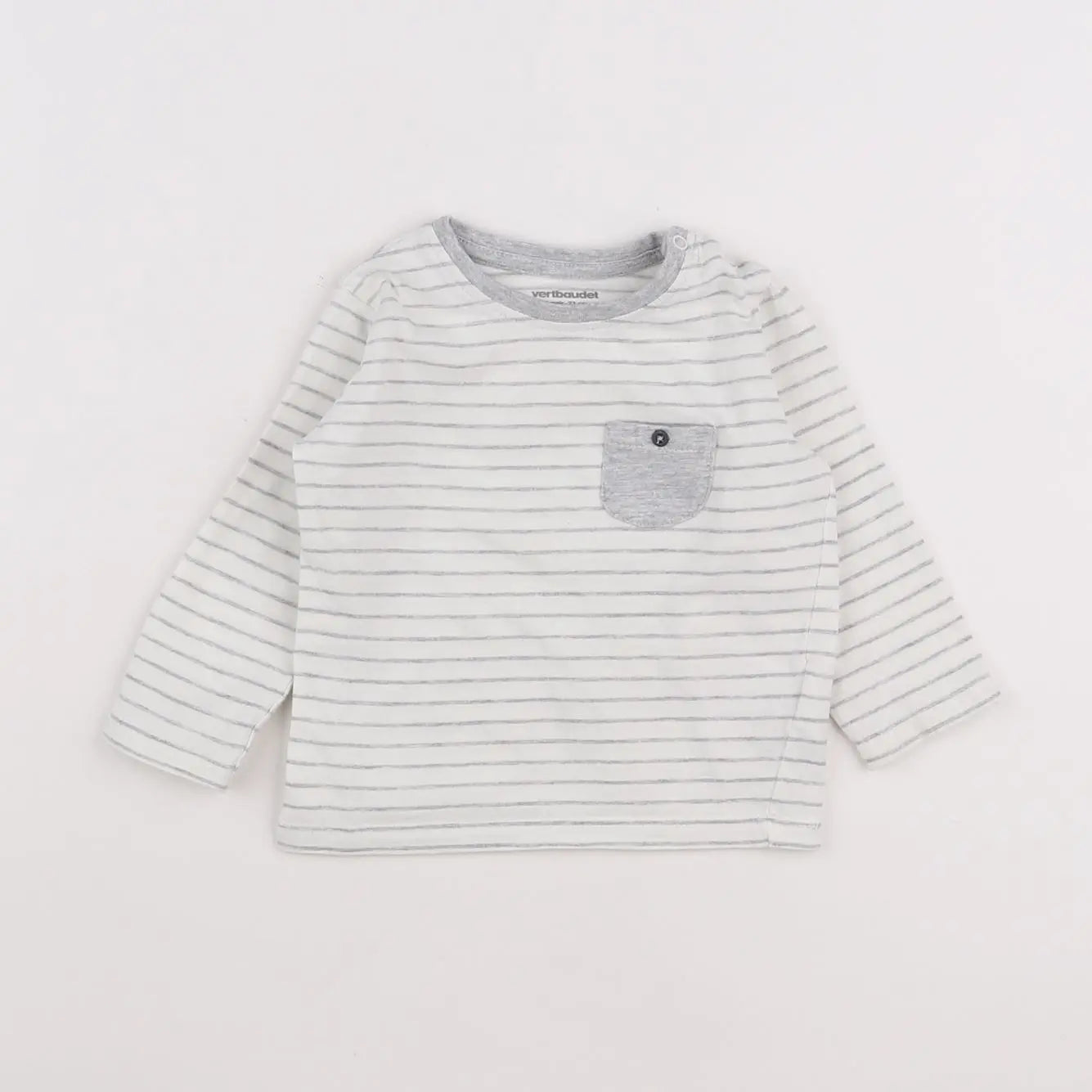 Vertbaudet - tee-shirt blanc, gris - 9 mois