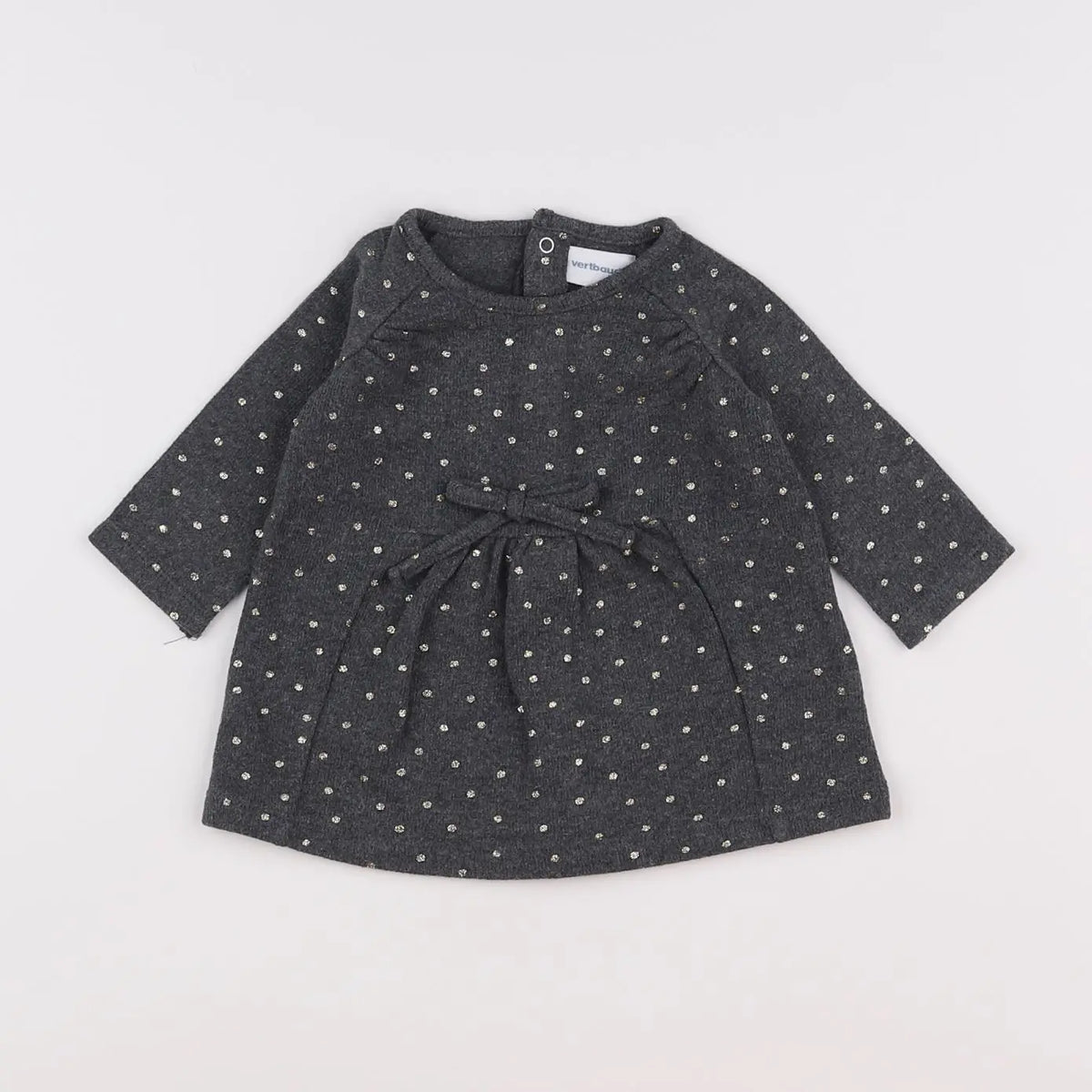 Vertbaudet - robe gris, or - 3 mois