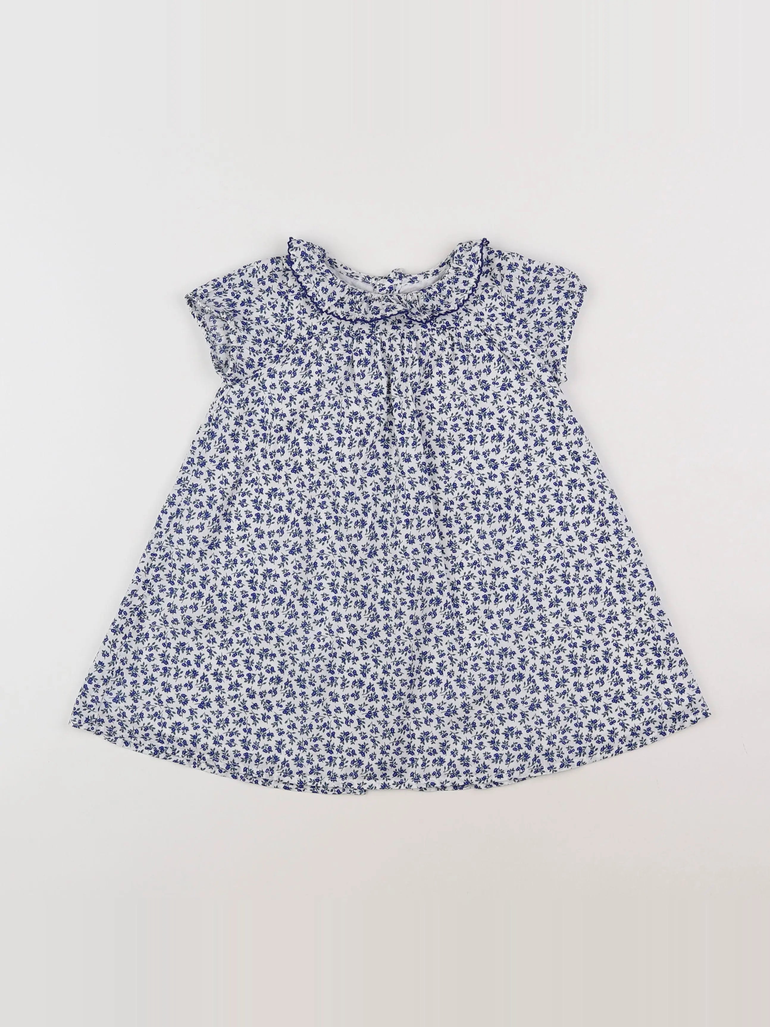 Boutchou - robe blanc, bleu - 12 mois