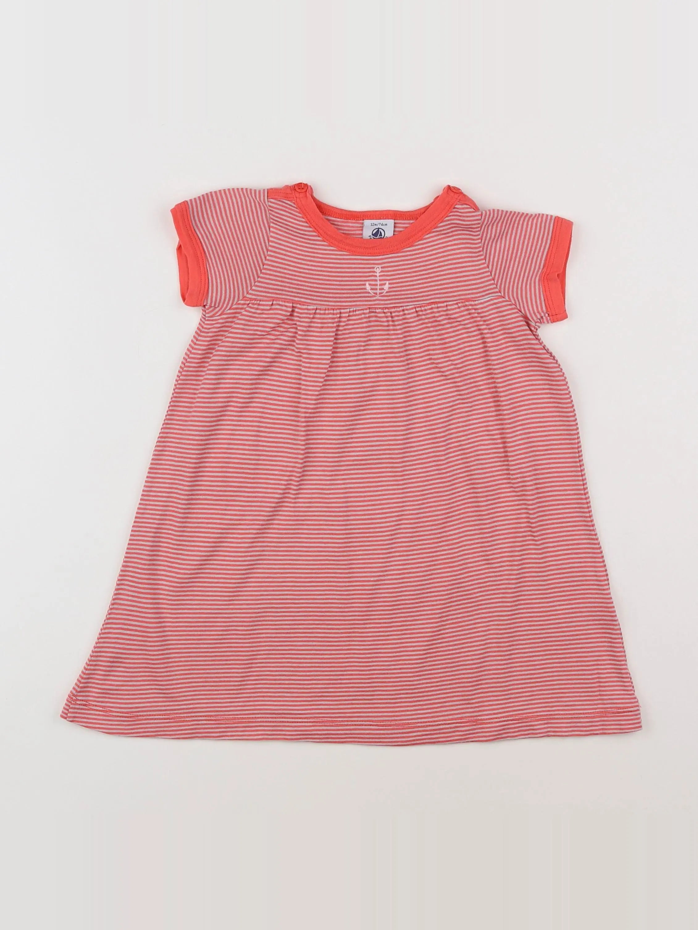 Petit Bateau - robe orange - 12 mois