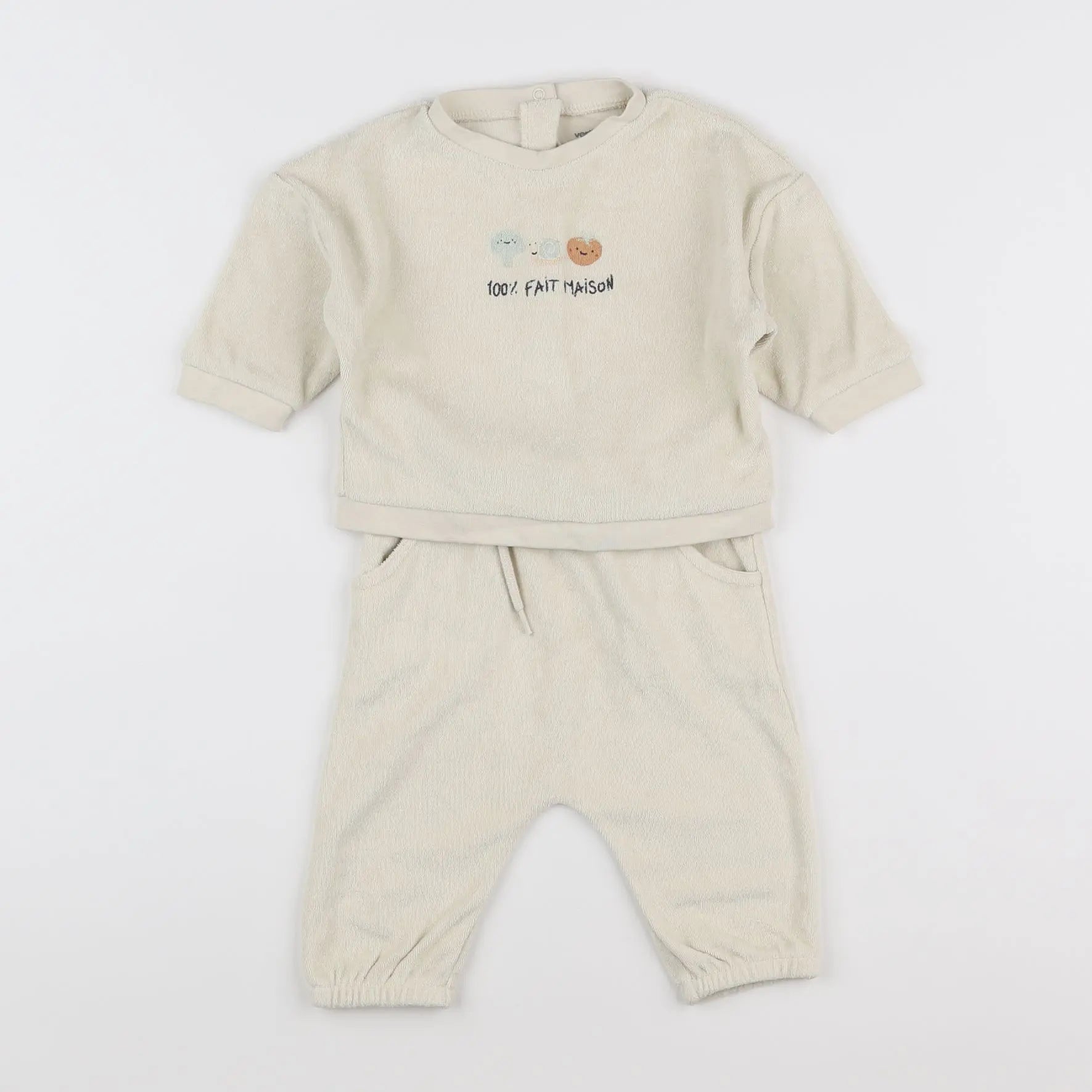 Vertbaudet - ensemble beige - 6 mois