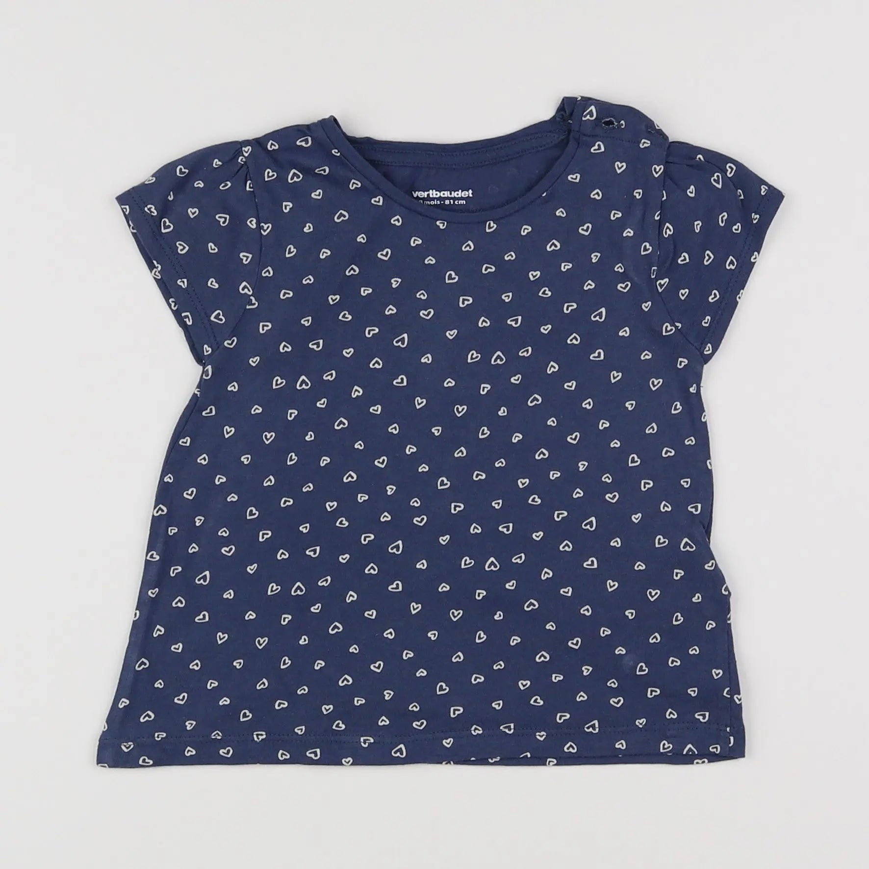 Vertbaudet - tee-shirt bleu, blanc - 18 mois