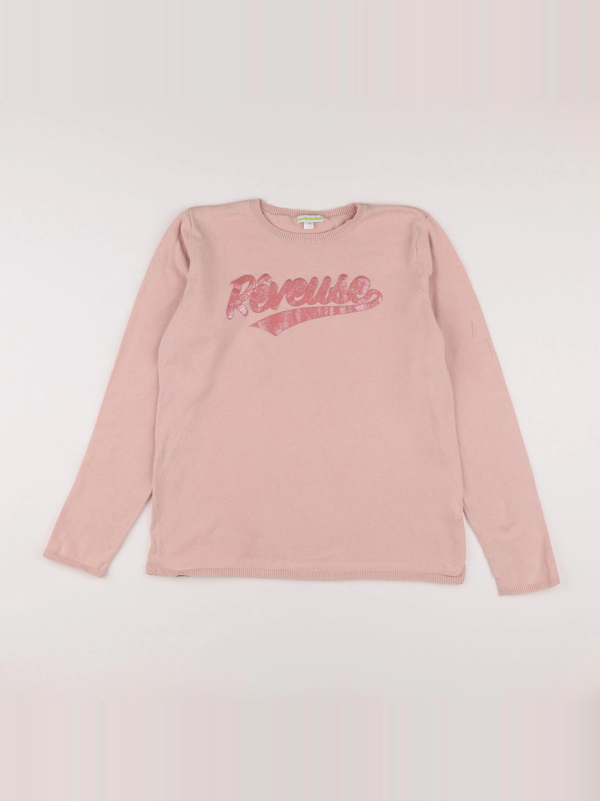 Vertbaudet - pull rose, or - 14 ans