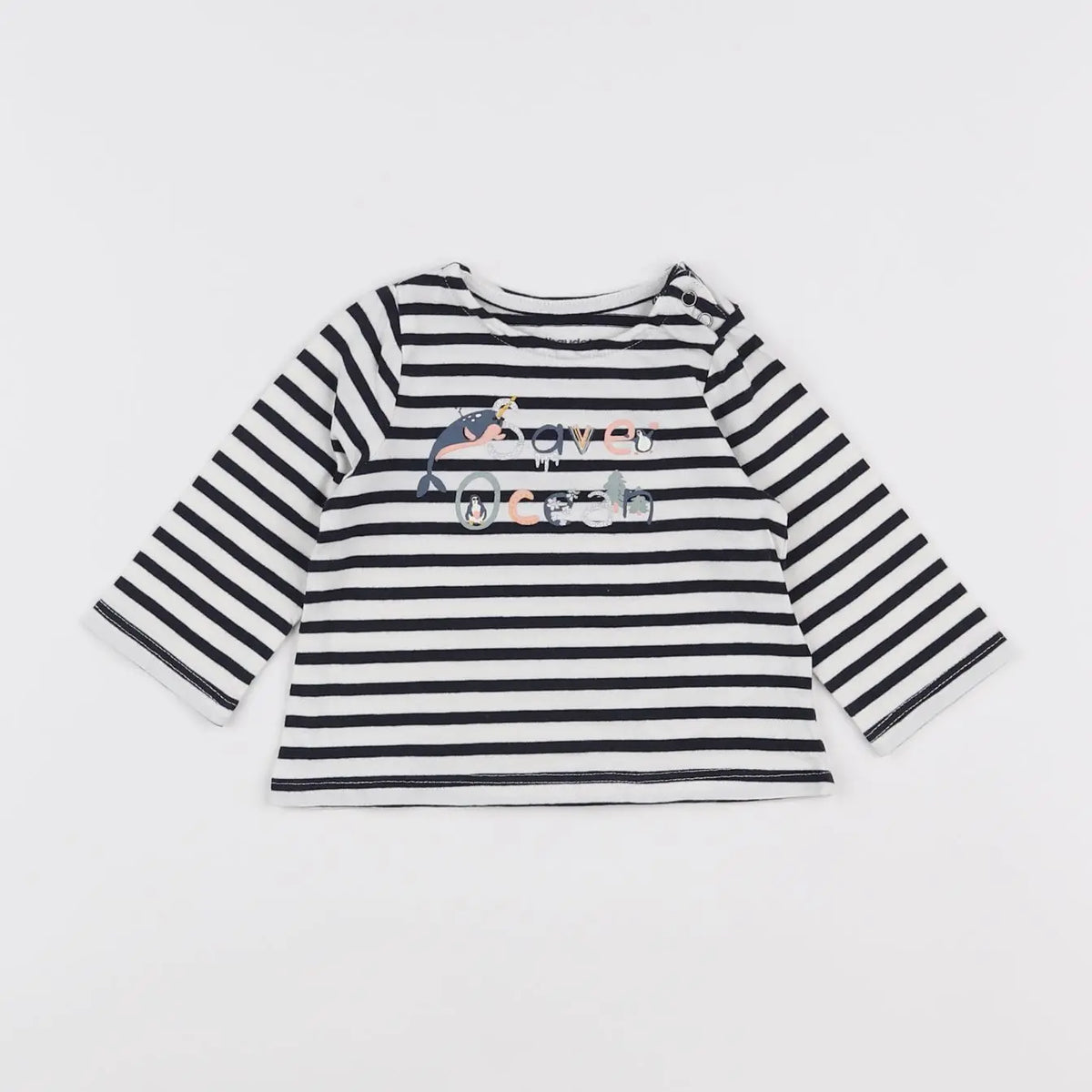 Vertbaudet - tee-shirt bleu, blanc - 3 mois