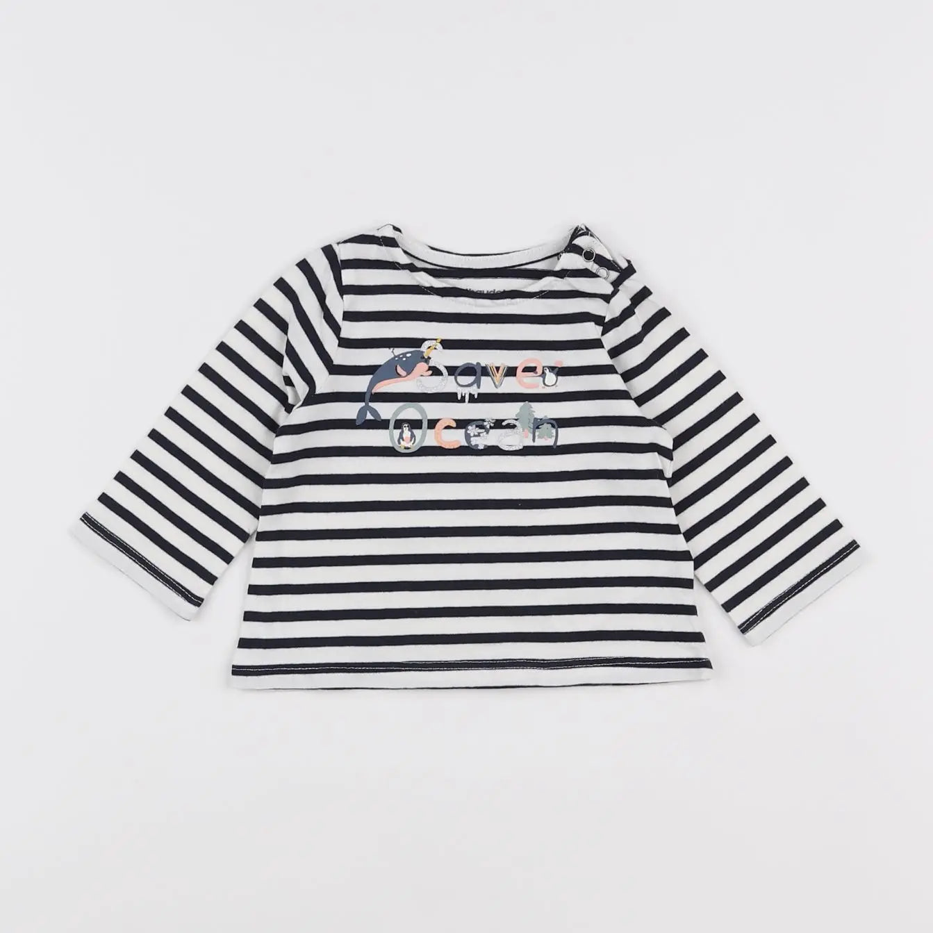 Vertbaudet - tee-shirt bleu, blanc - 3 mois