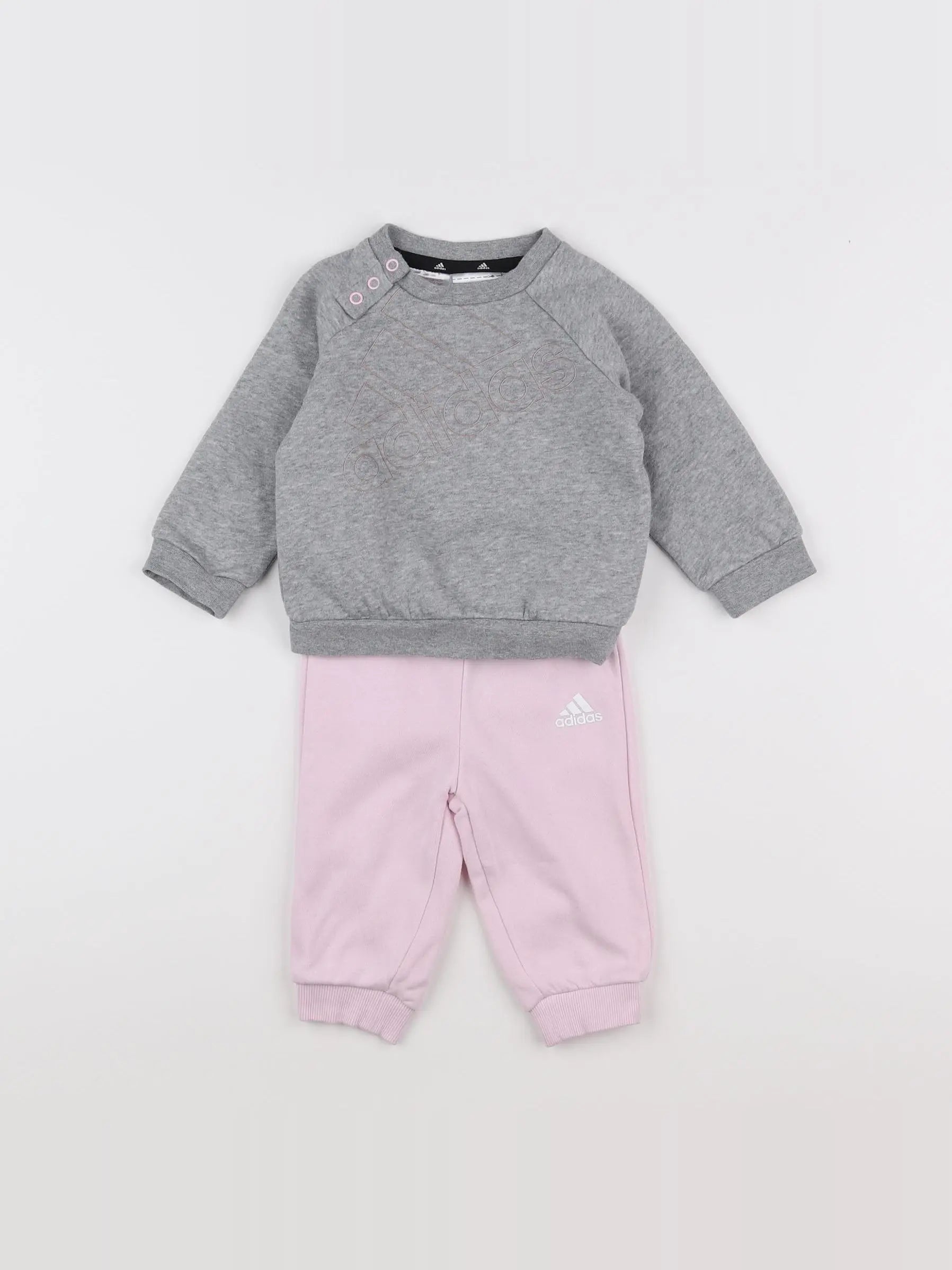 Adidas - ensemble gris, rose - 3/6 mois