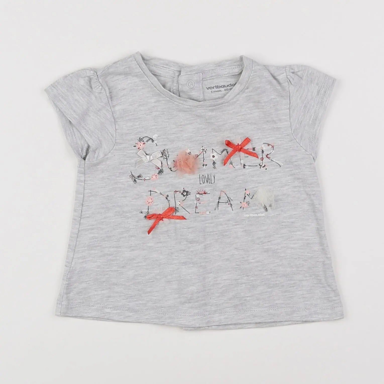 Vertbaudet - tee-shirt gris - 3 mois