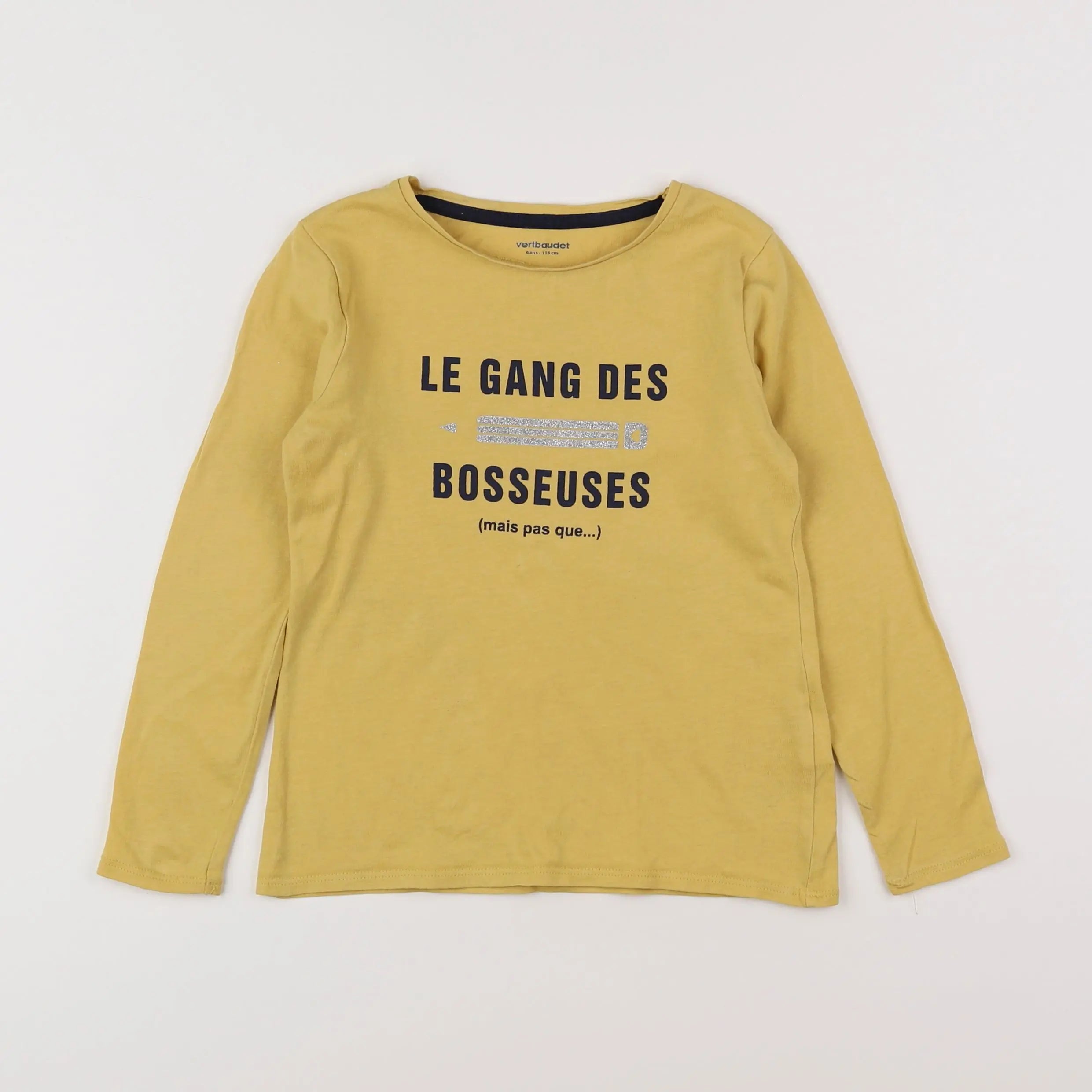 Vertbaudet - tee-shirt jaune, argent - 6 ans
