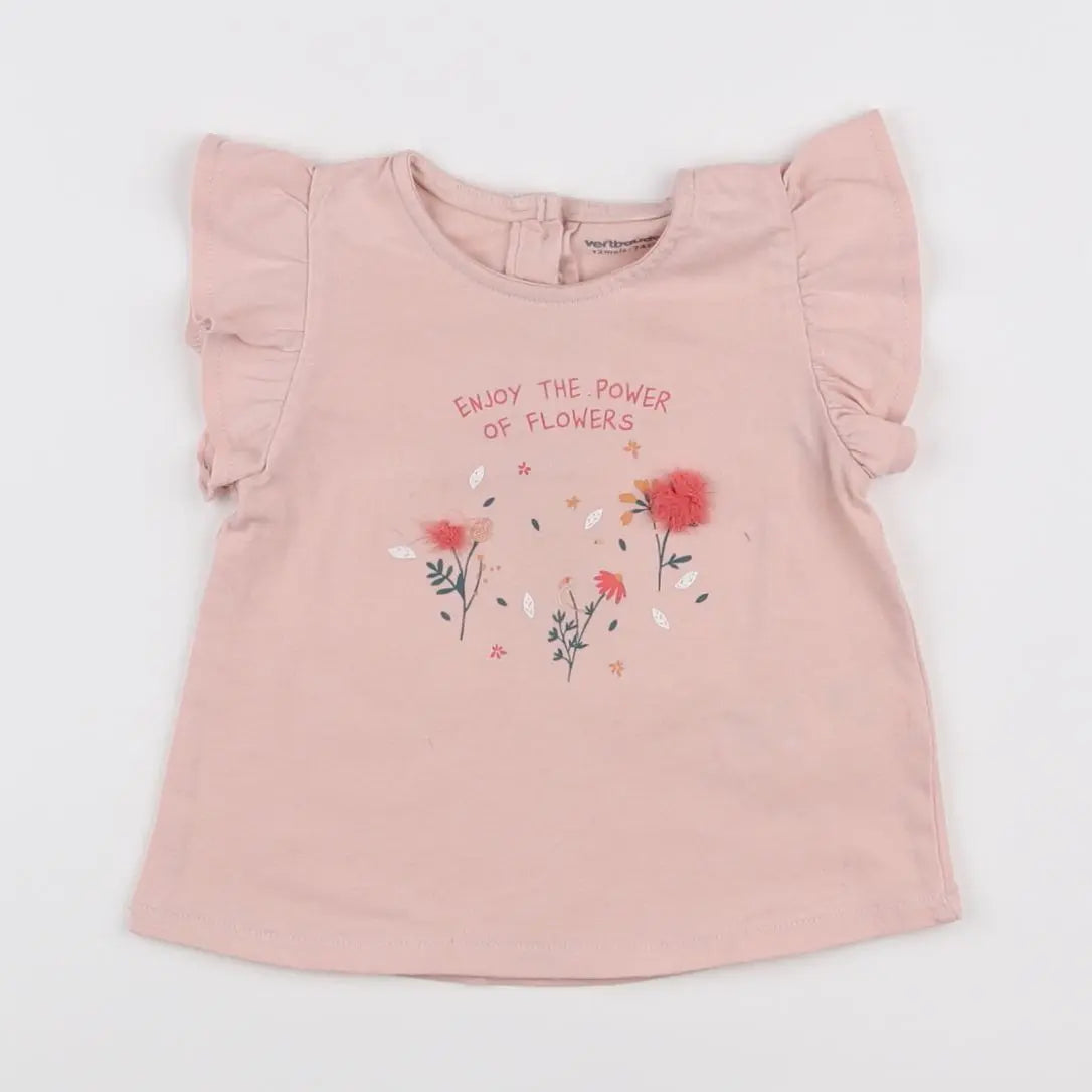 Vertbaudet - tee-shirt rose - 12 mois