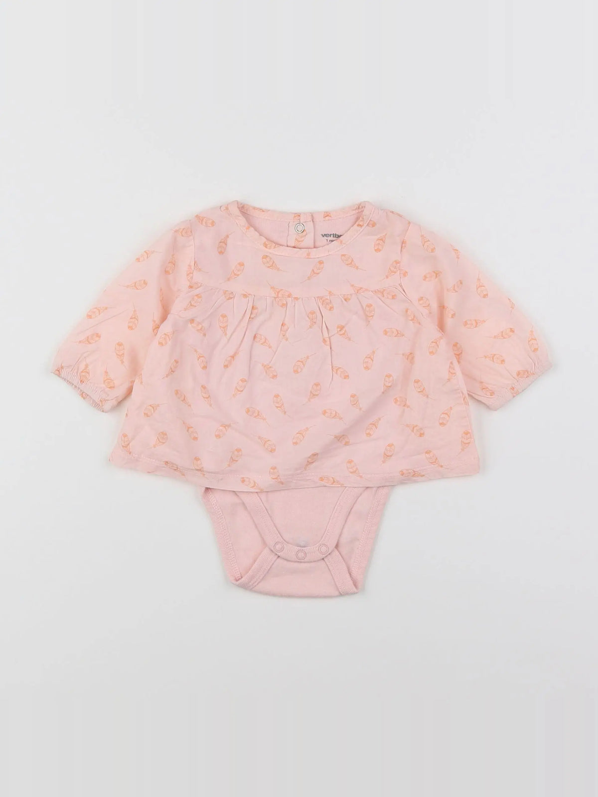 Vertbaudet - body blouse rose - 1 mois