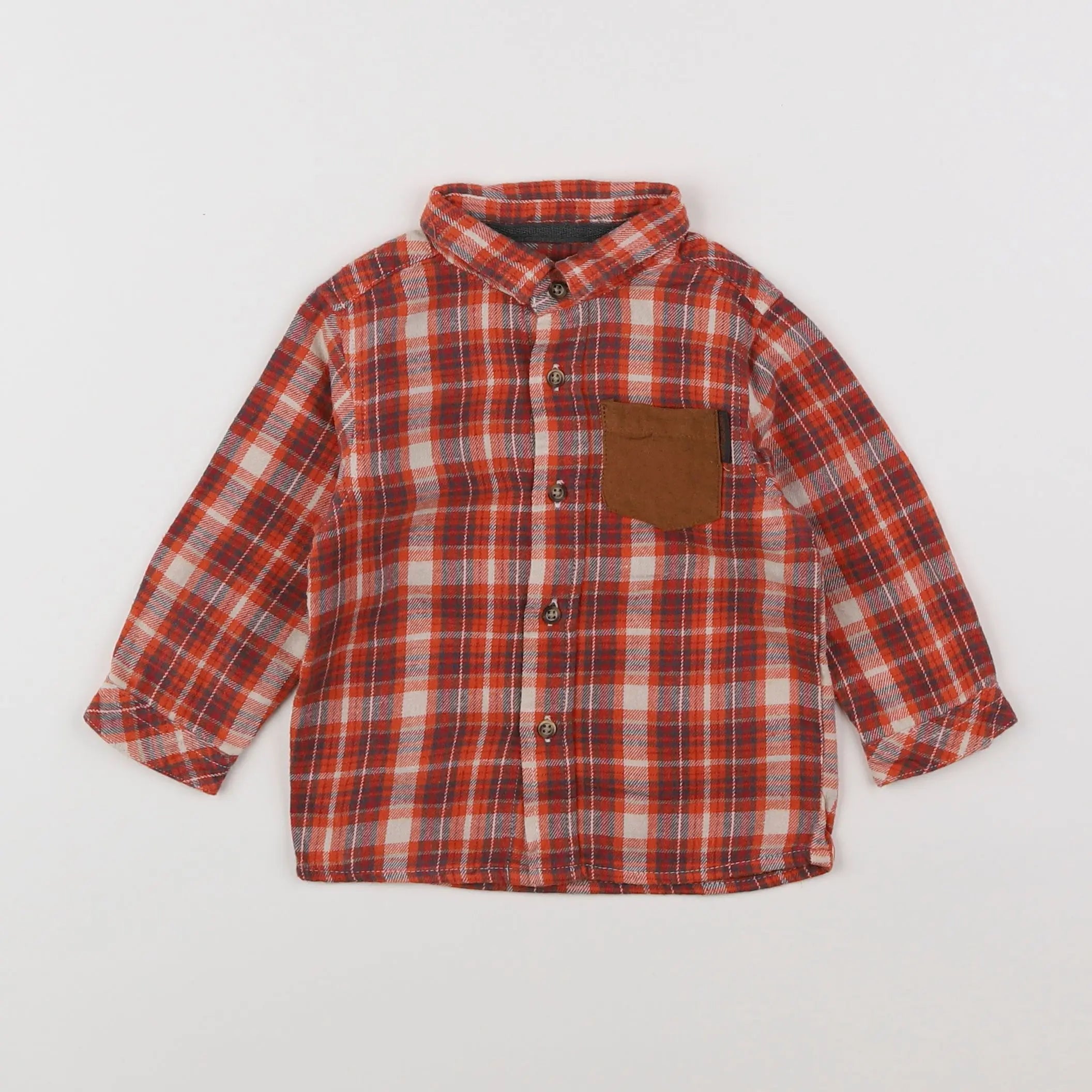 Vertbaudet - chemise rouge - 9 mois