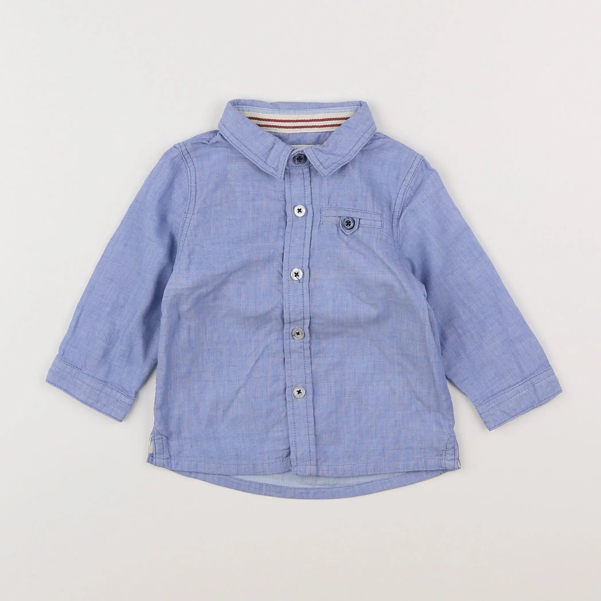 Vertbaudet - chemise bleu - 9 mois