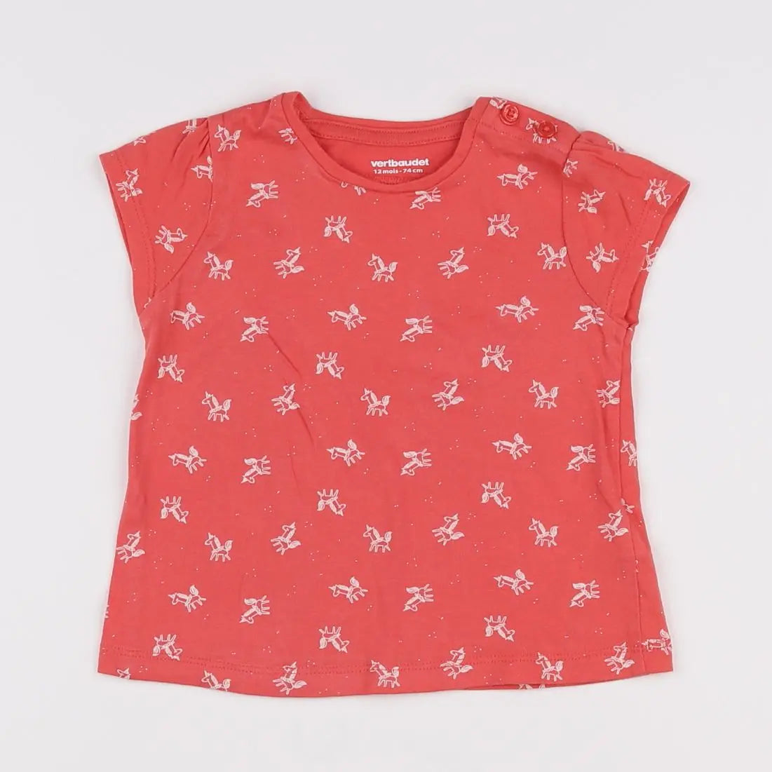 Vertbaudet - tee-shirt rose - 12 mois
