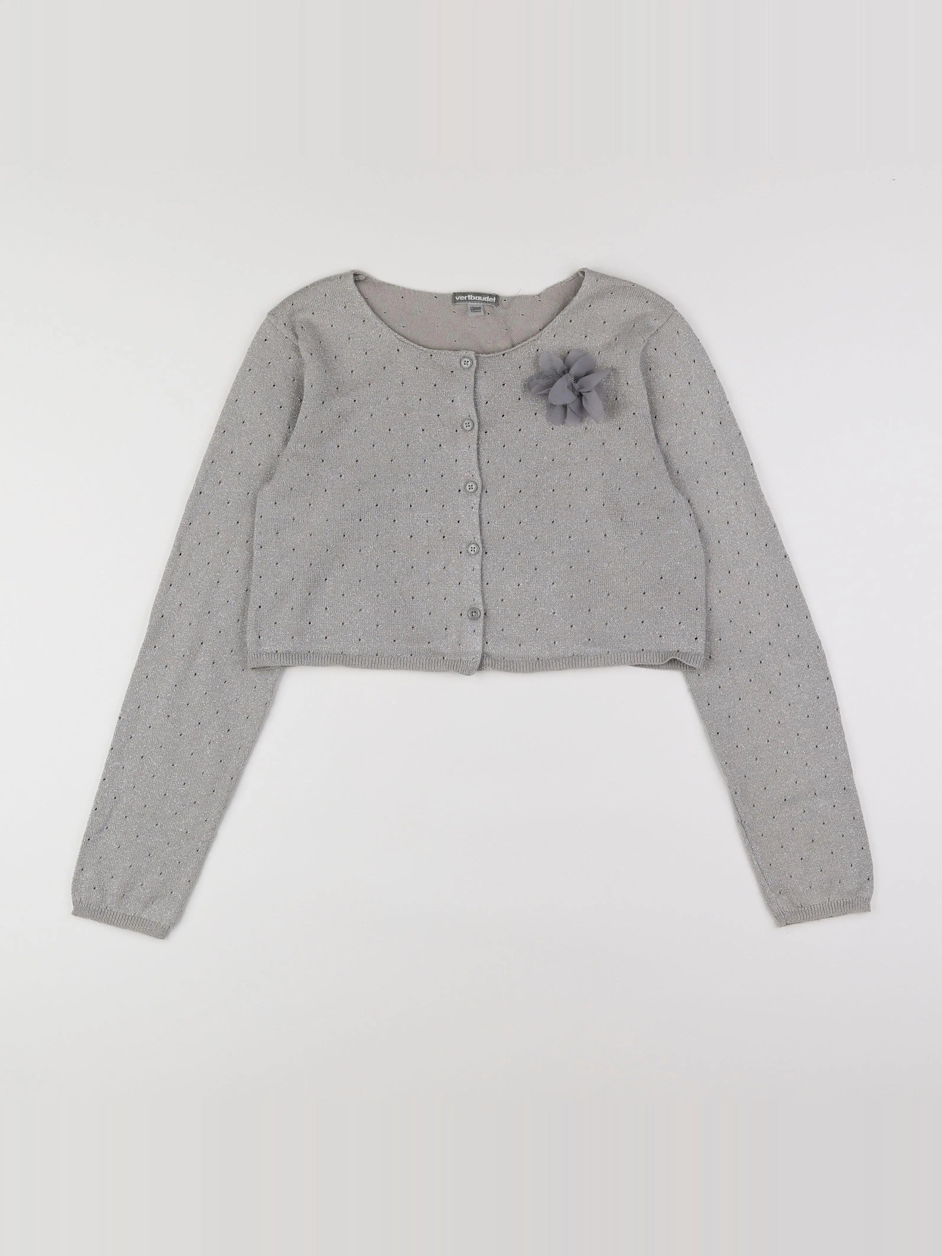 Vertbaudet - gilet gris, argent - 12 ans