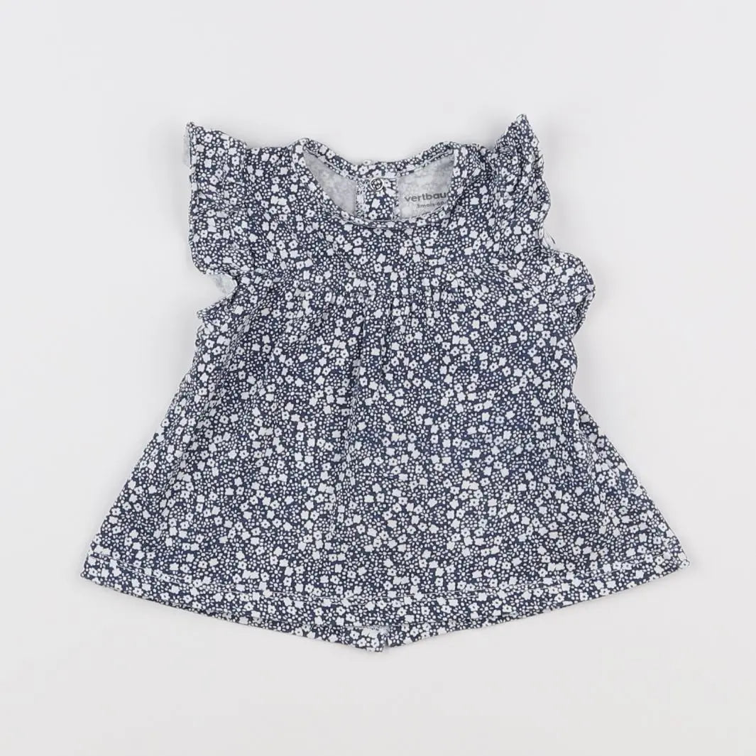 Vertbaudet - tee-shirt bleu - 3 mois