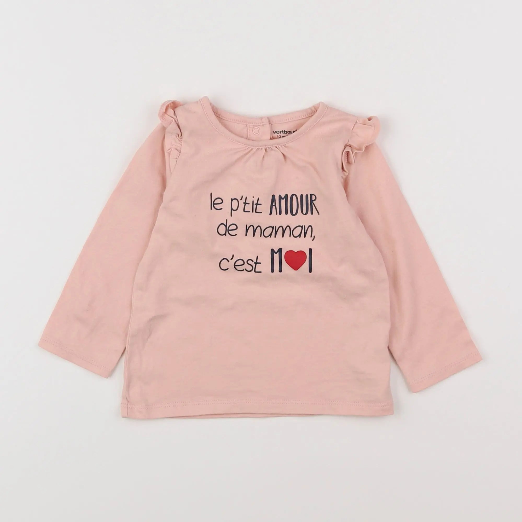 Vertbaudet - tee-shirt rose - 12 mois