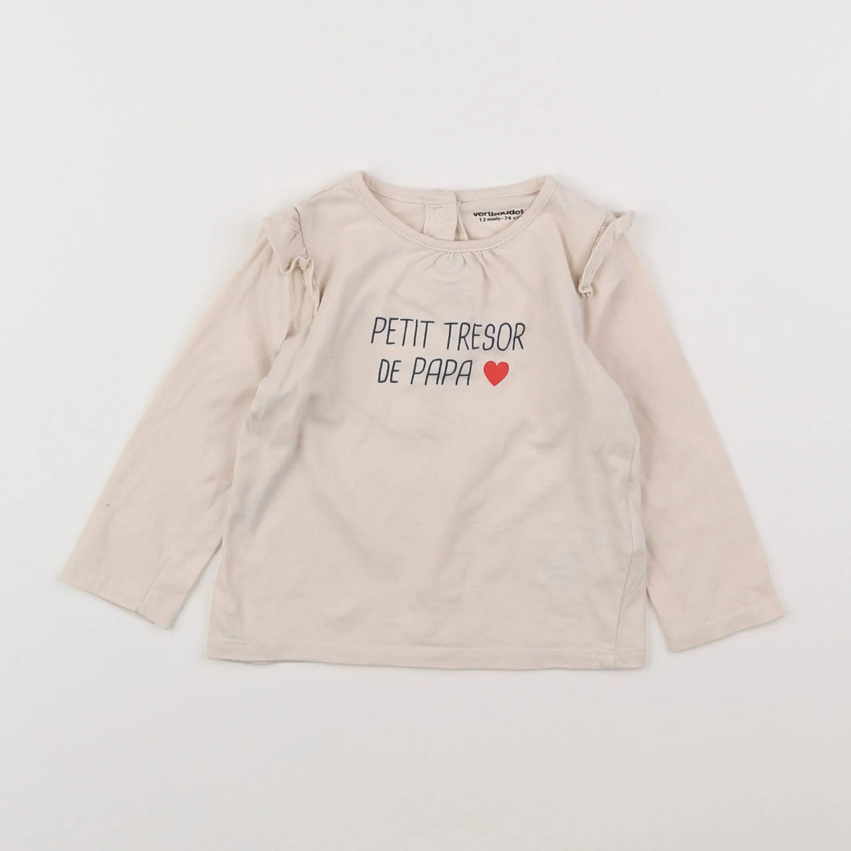 Vertbaudet - tee-shirt beige - 12 mois