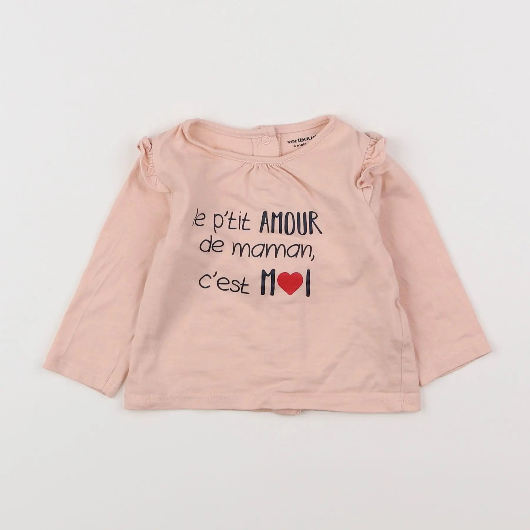 Vertbaudet - tee-shirt rose - 6 mois
