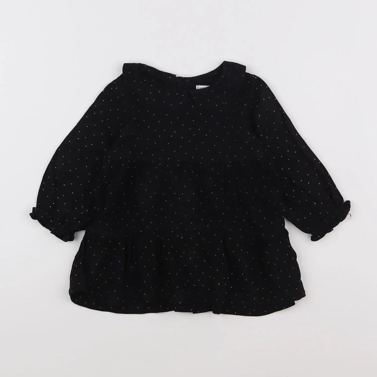 Vertbaudet - robe noir, or - 9 mois