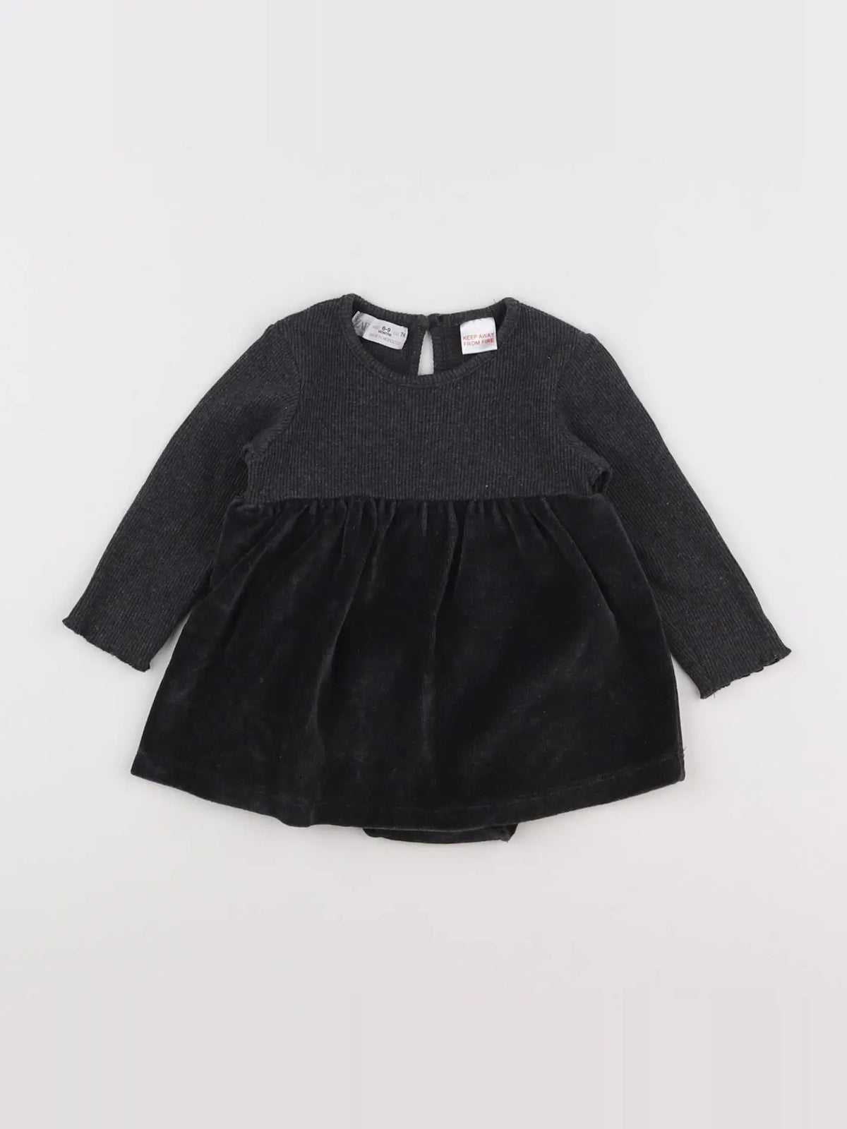 Zara - robe gris - 6/9 mois