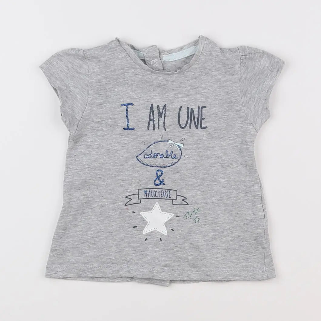 Vertbaudet - tee-shirt gris - 6 mois