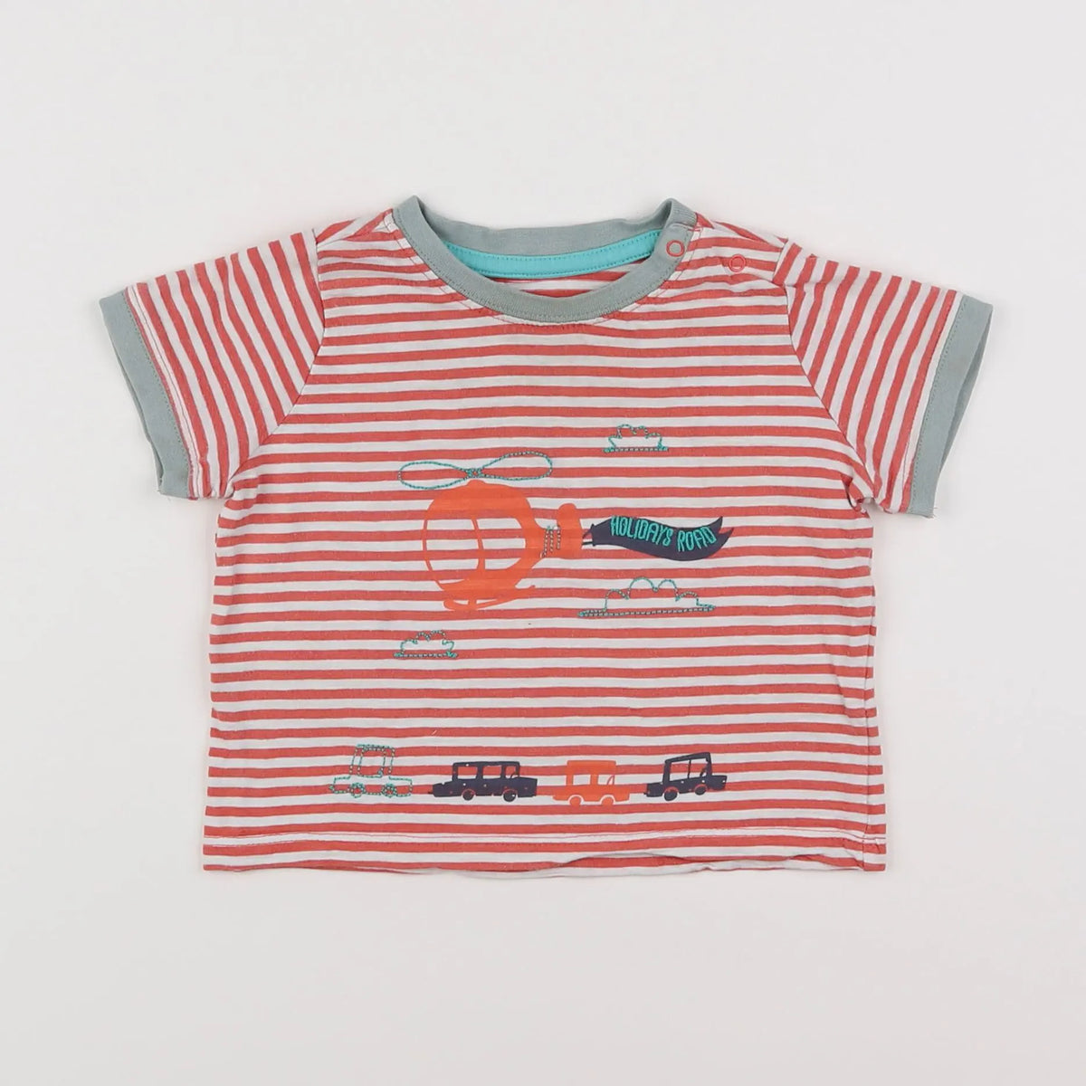 Vertbaudet - tee-shirt blanc, rouge - 12 mois