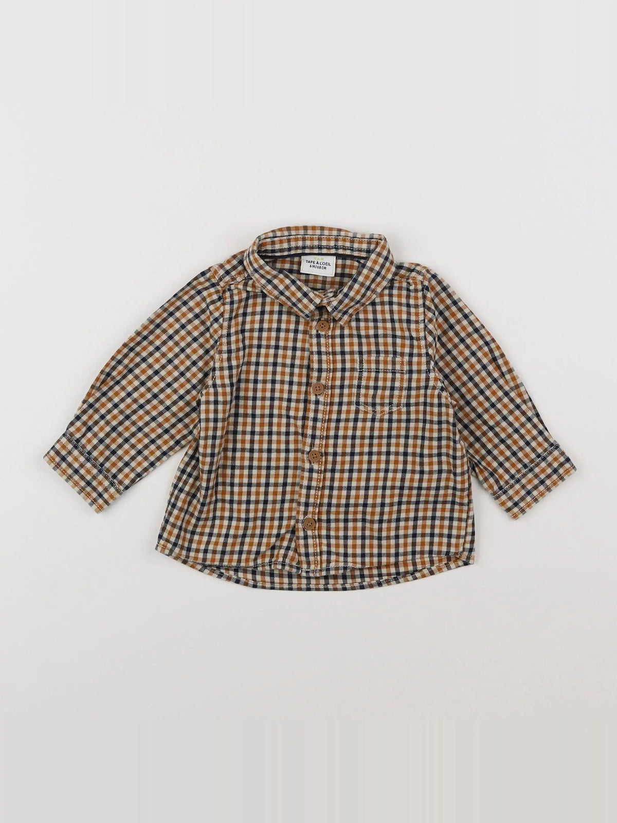 Tape à l'oeil - chemise marron, bleu - 6 mois