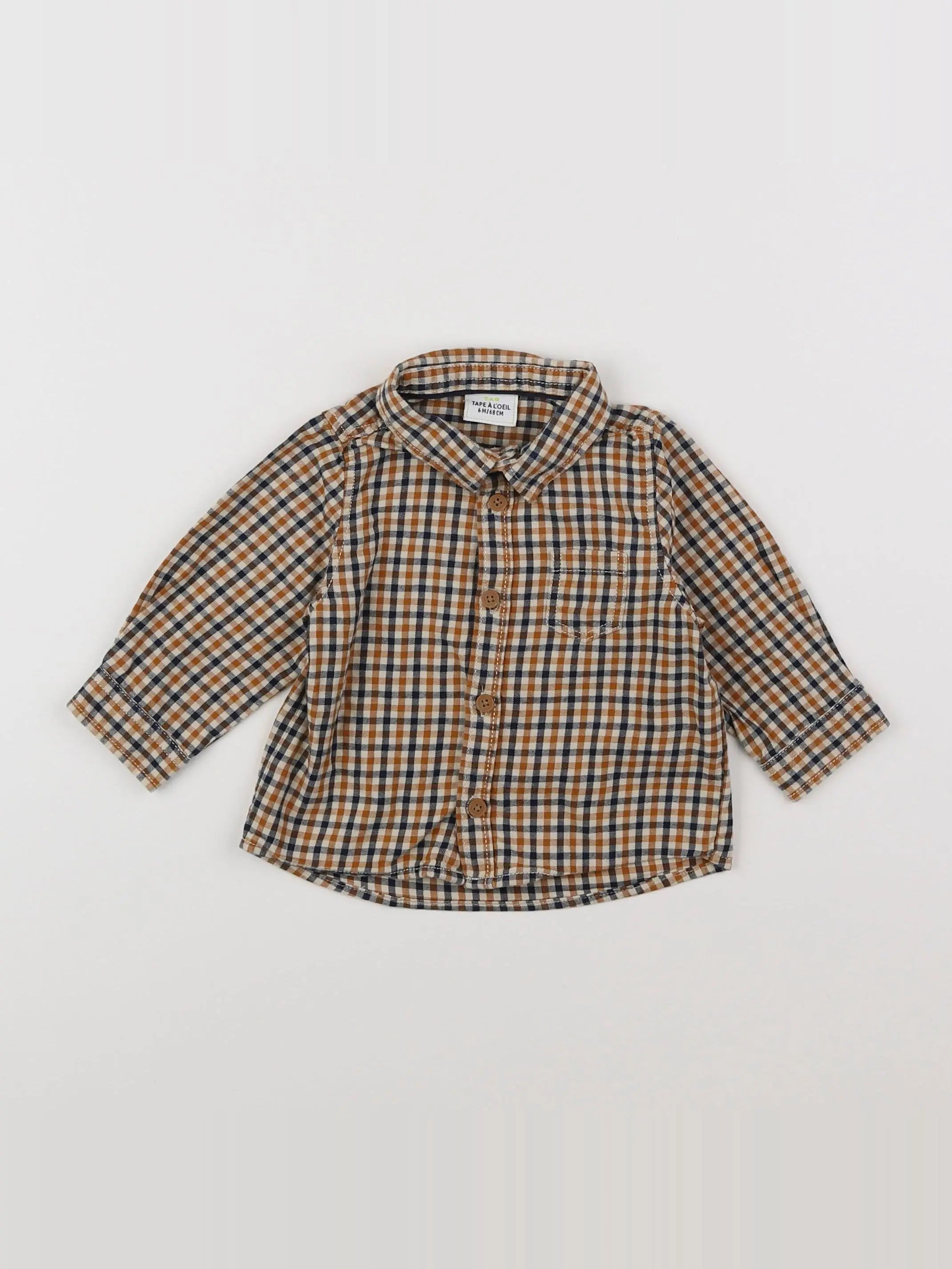 Tape à l'oeil - chemise marron, bleu - 6 mois