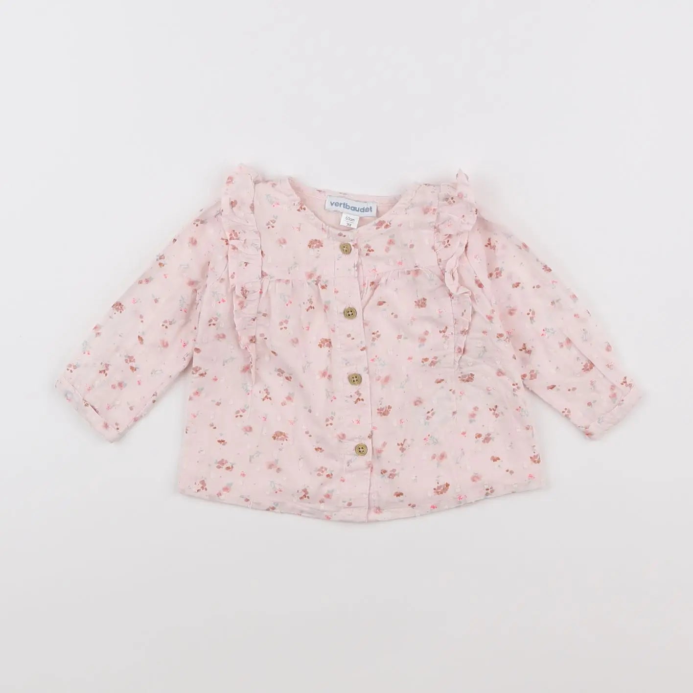 Vertbaudet - chemise rose - 3 mois