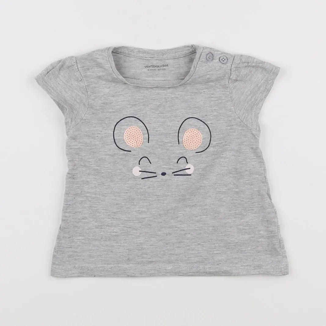 Vertbaudet - tee-shirt gris - 6 mois