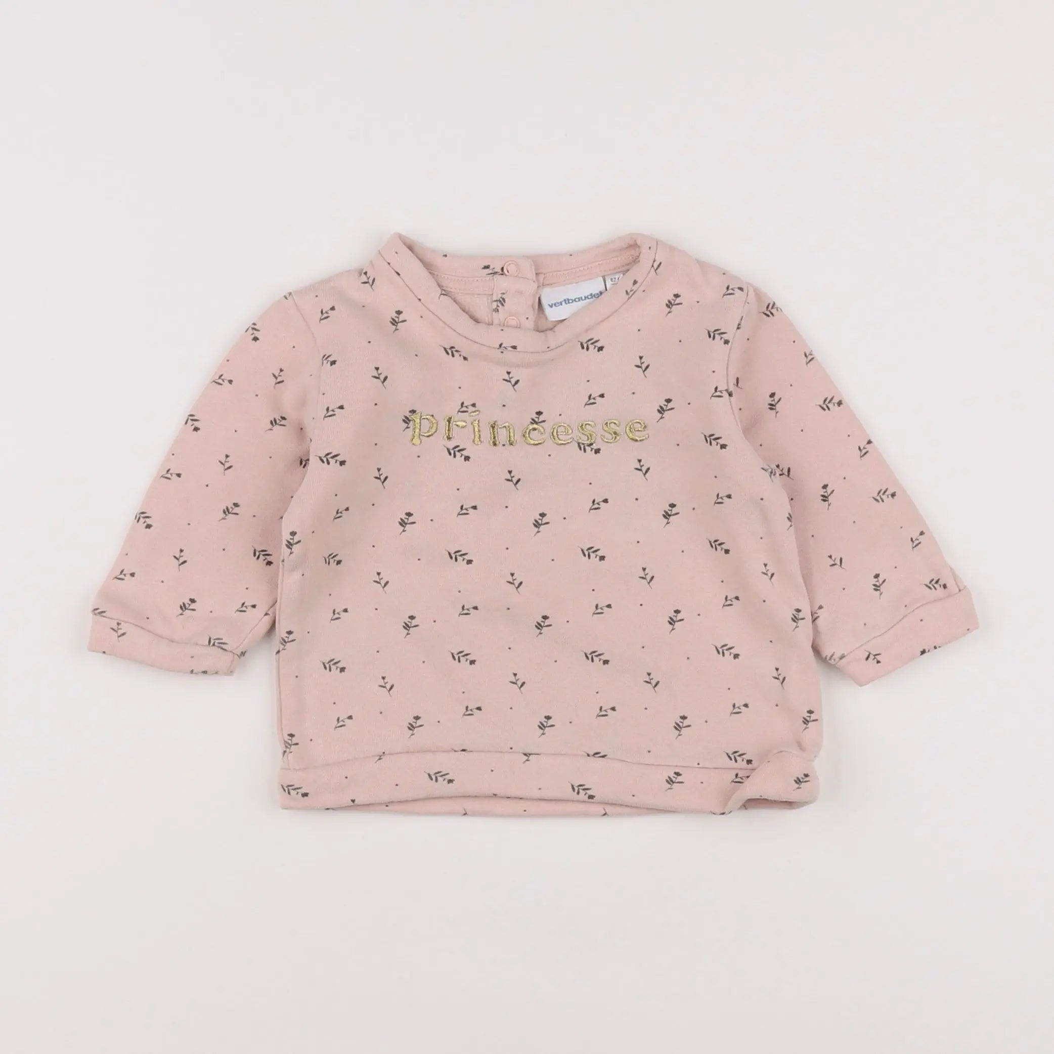 Vertbaudet - sweat rose - 6 mois
