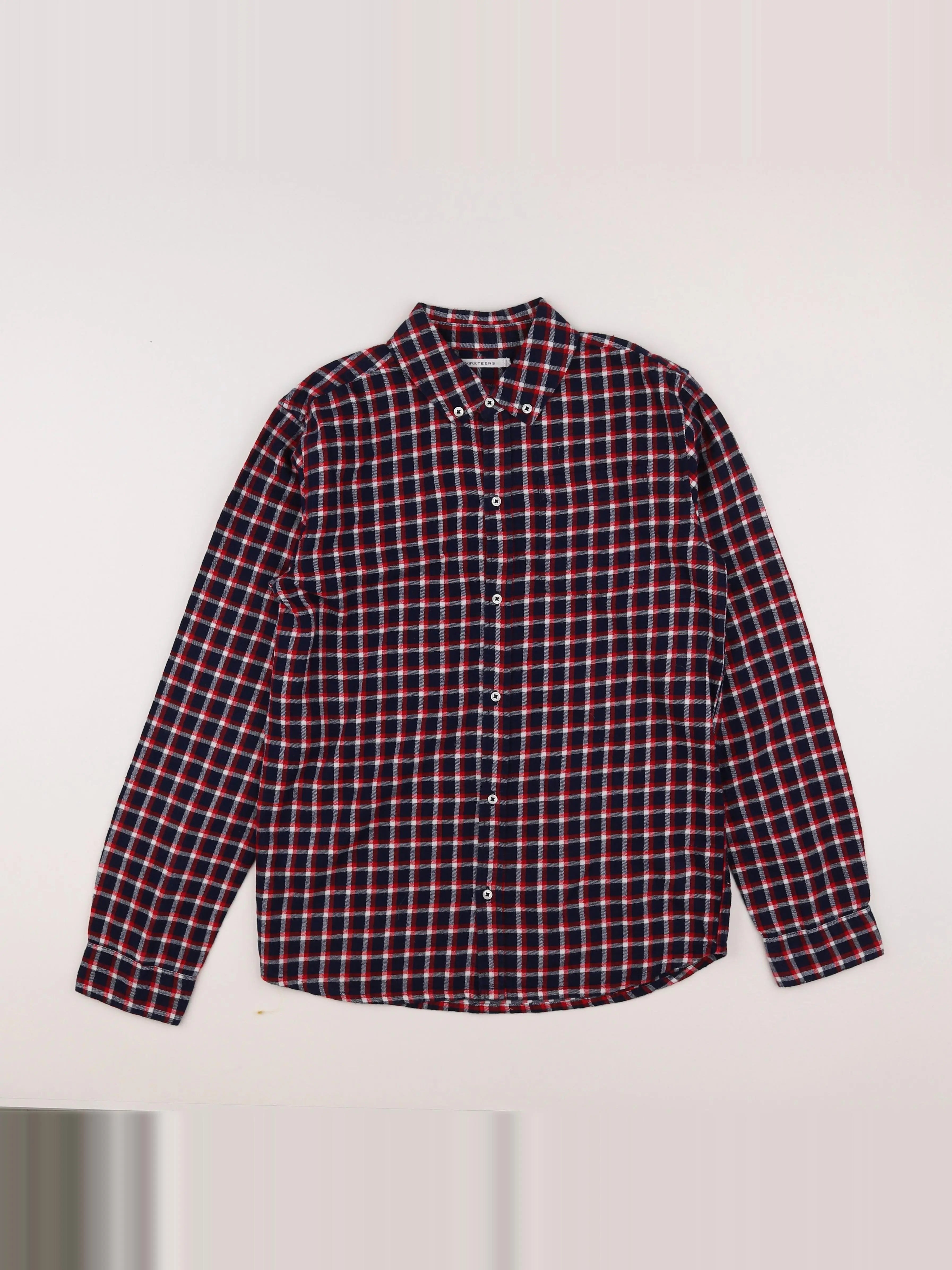Monoprix - chemise bleu, rouge - 14 ans