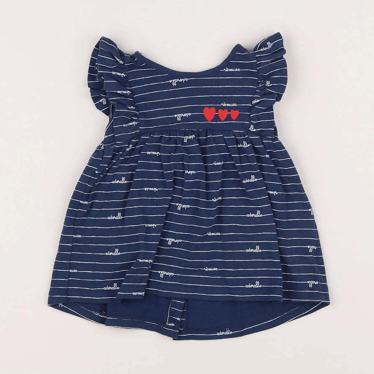 Vertbaudet - robe bleu, blanc - 3 mois