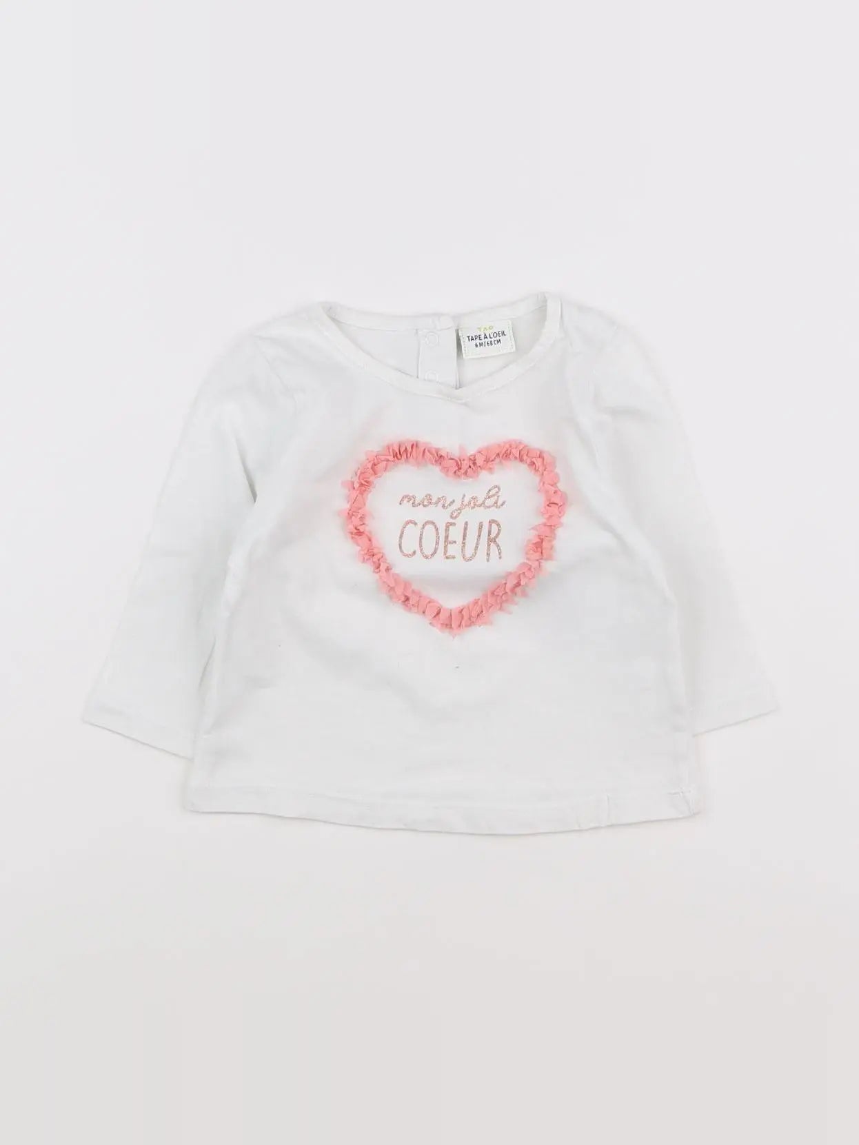 Tape à l'oeil - tee-shirt blanc, rose - 6 mois